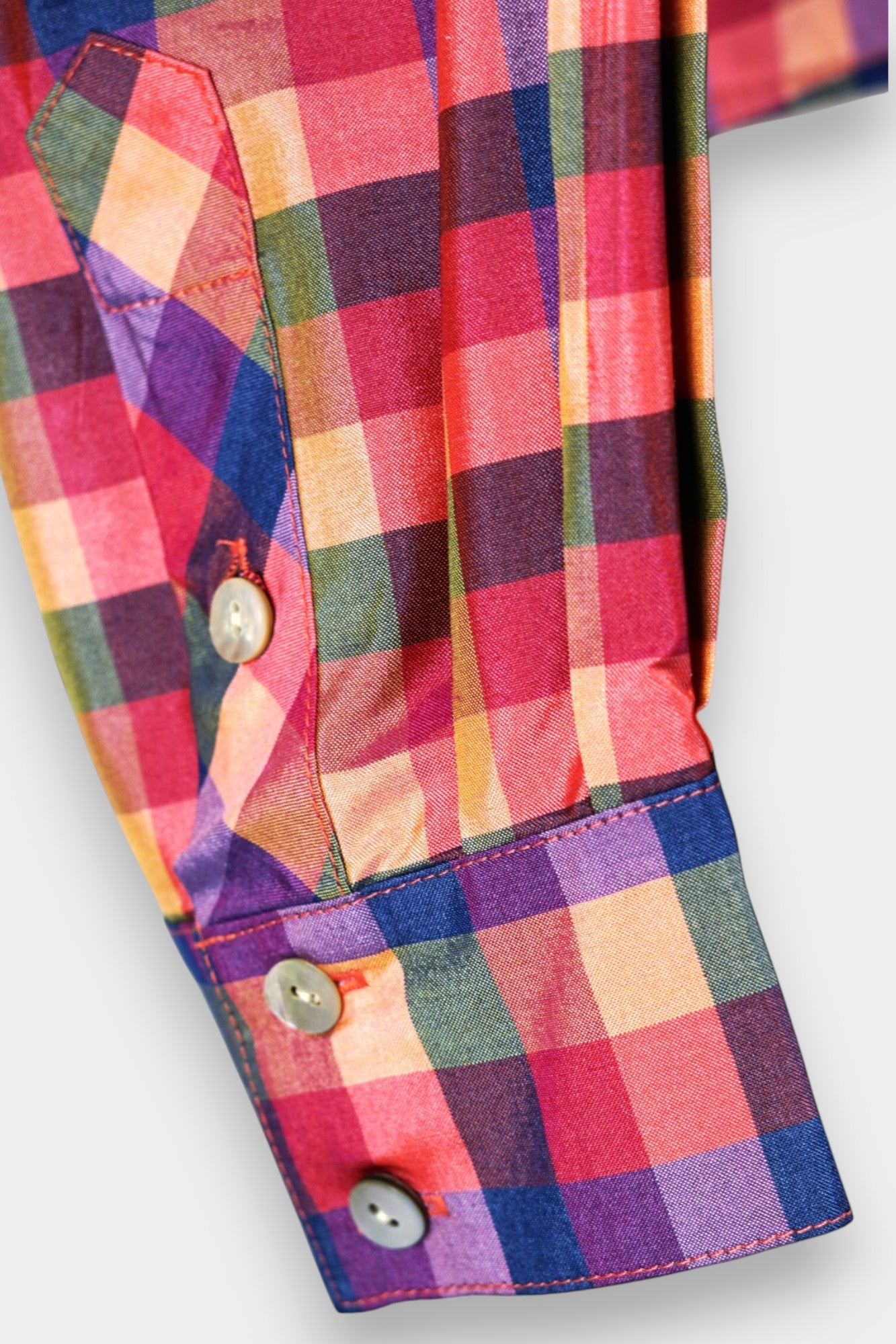 Tussah Silk Plaid Shirt | Multi-Colour Long Sleeve