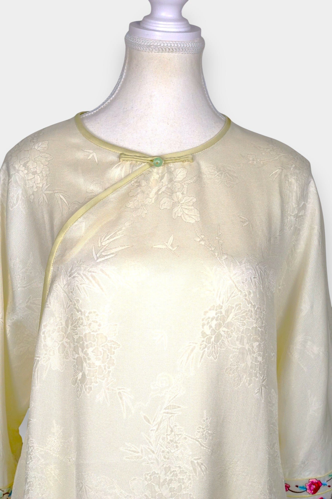 Mulberry Silk Blouse | Hand-Embroidered Floral Sleeves | Heritage Artistry