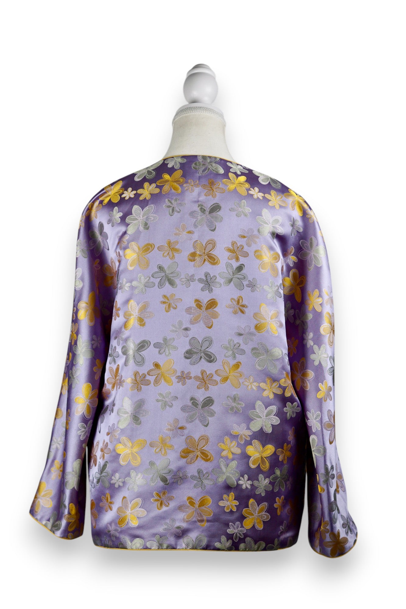 Handcrafted Floral Song Dynasty Brocade Silk Jacket | Artisanal Outerwear with Knot Buttons