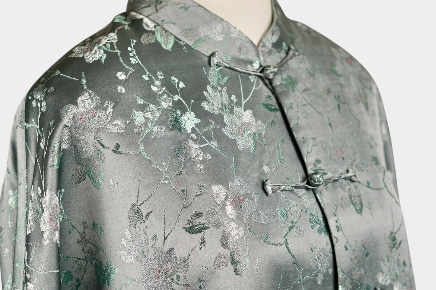 Handcrafted Floral Song Dynasty Brocade Silk Jacket | Artisanal Outerwear with Knot Buttons