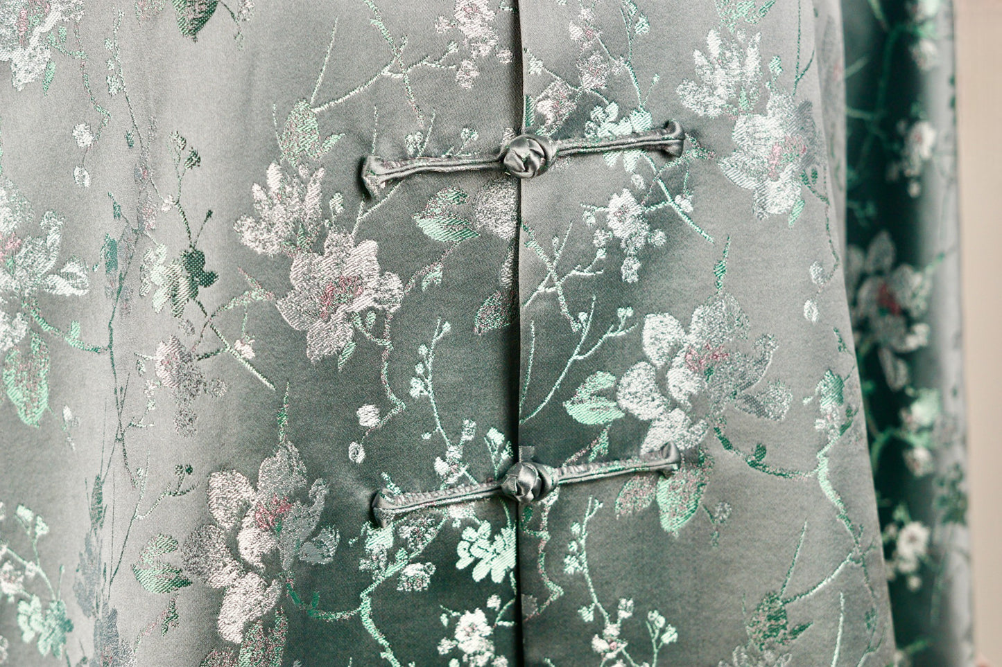 Handcrafted Floral Song Dynasty Brocade Silk Jacket | Artisanal Outerwear with Knot Buttons