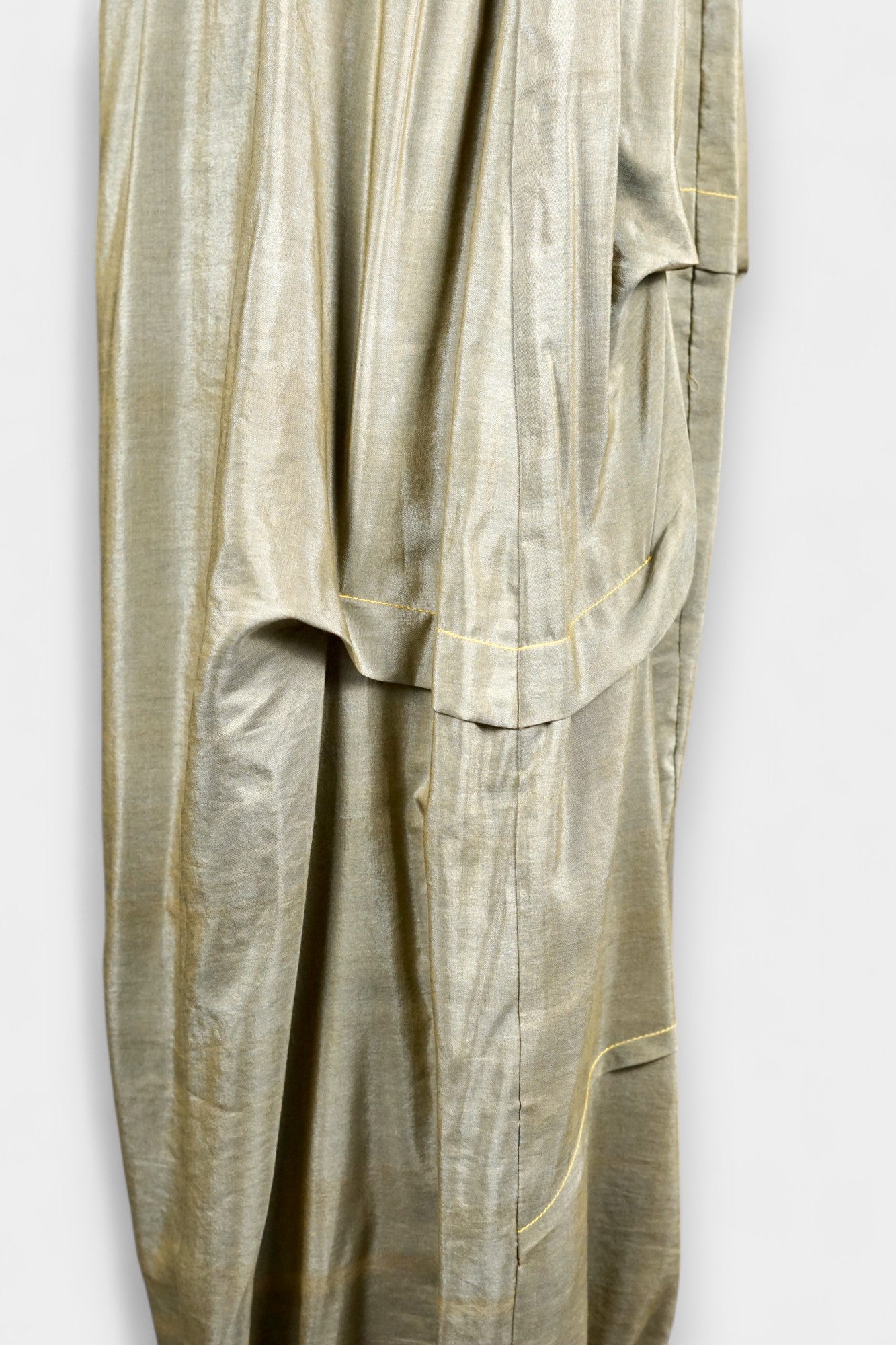 Khaki Green Tussah Silk Balloon Pants | Lightweight & Breathable