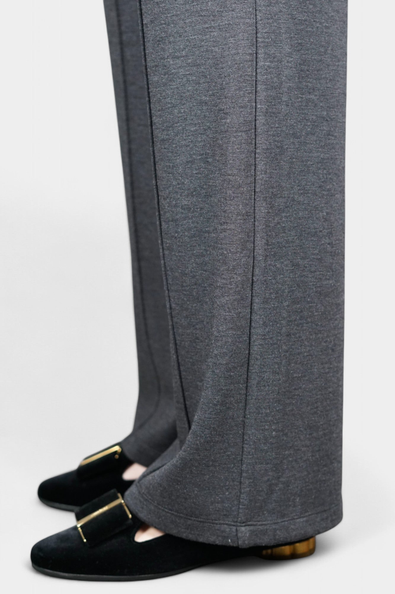 Pure Tussah Silk Lined Pants | Tussah Silk & Wool Blend Trousers in Charcoal