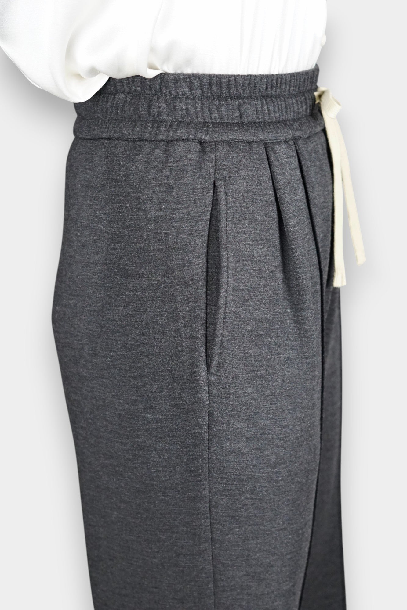 Pure Tussah Silk Lined Pants | Tussah Silk & Wool Blend Trousers in Charcoal