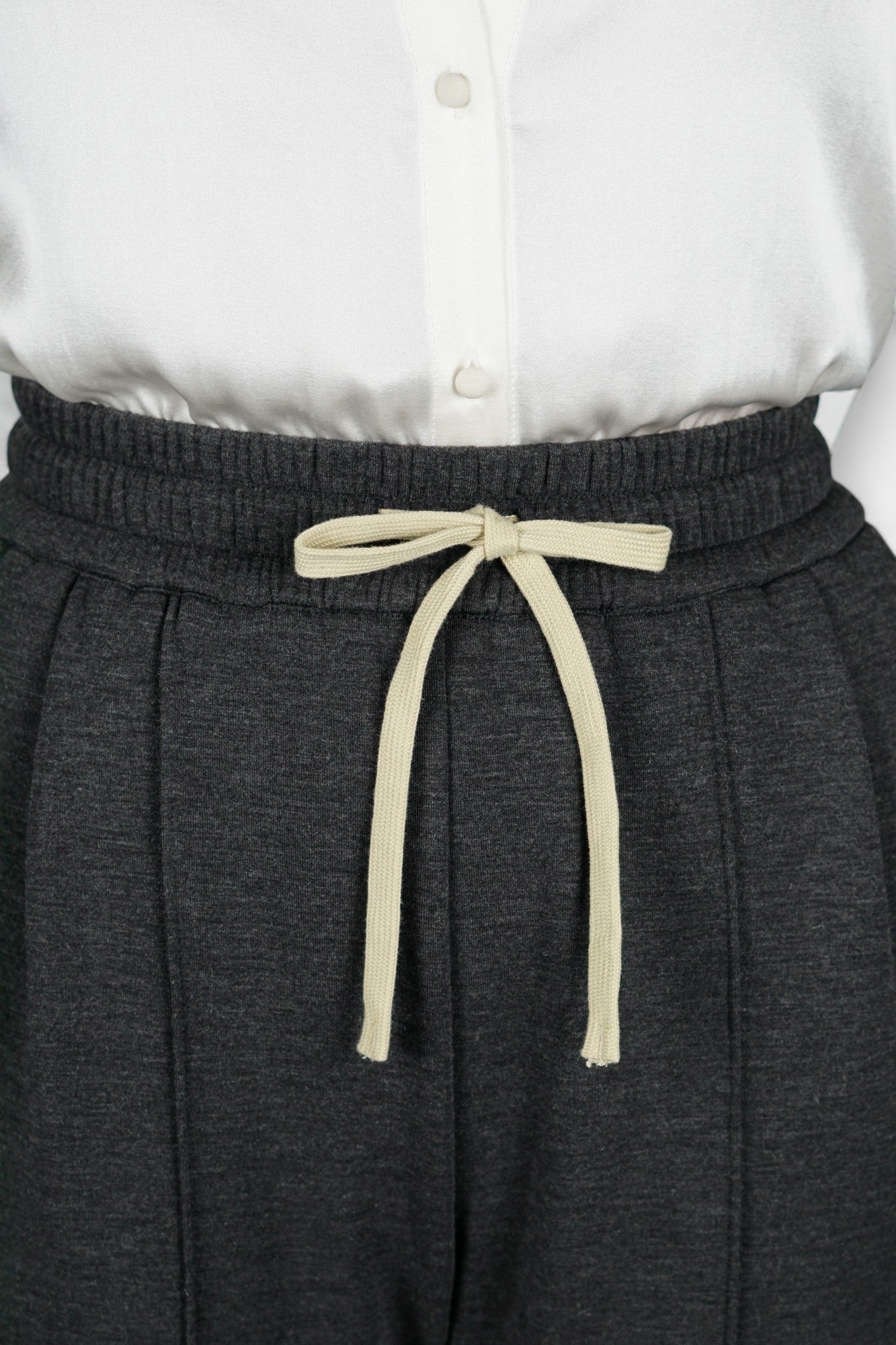 Pure Tussah Silk Lined Pants | Tussah Silk & Wool Blend Trousers in Charcoal