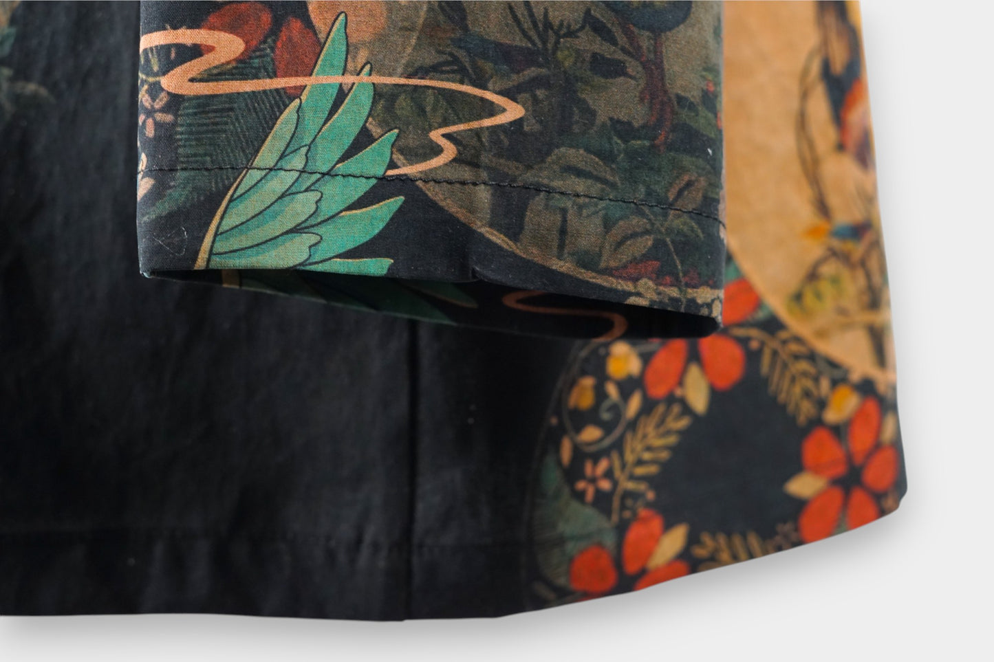 Printed Gambiered Guangdong Gauze Shirt | Dragon & Phoenix Print