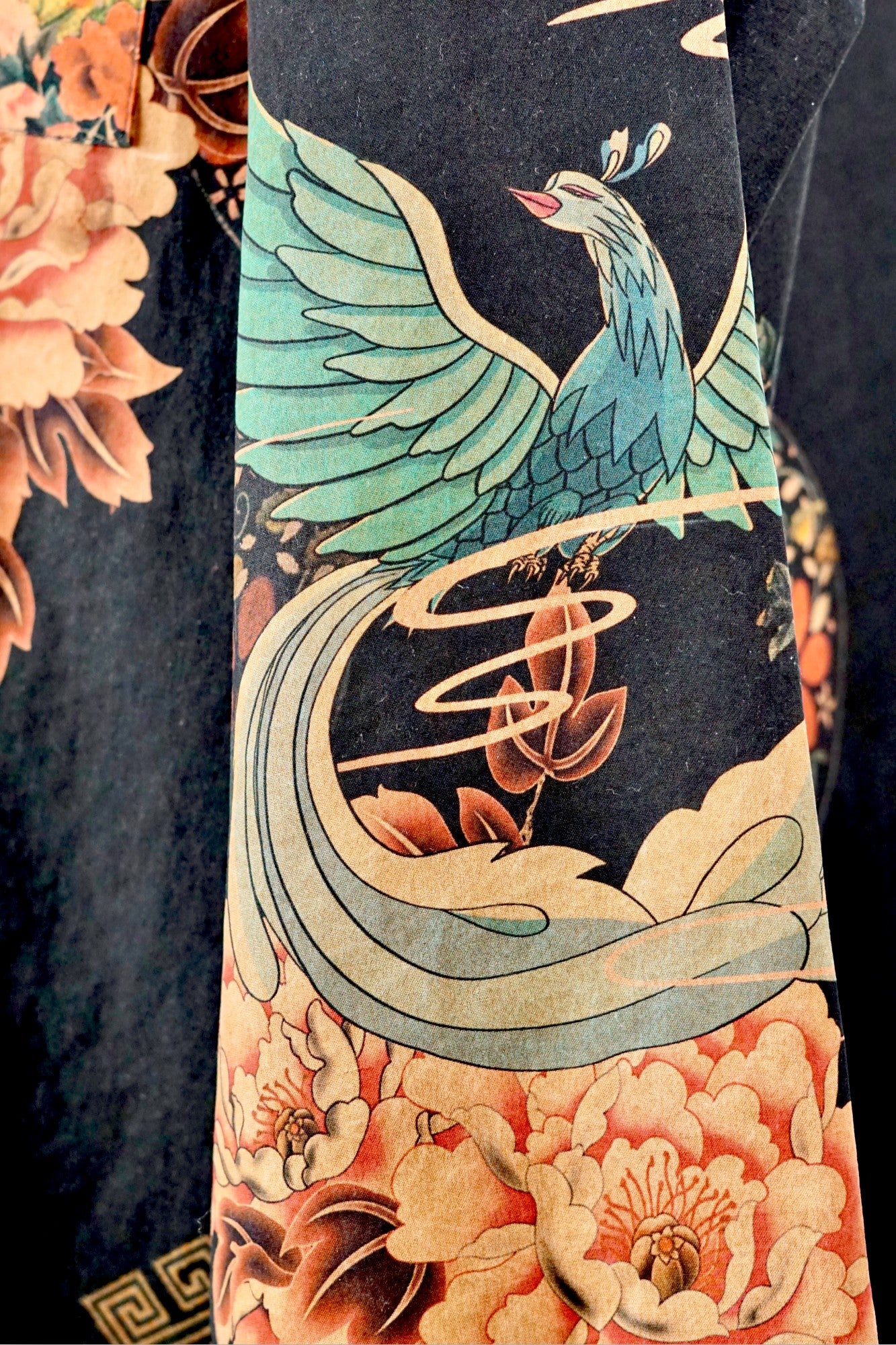 Printed Gambiered Guangdong Gauze Shirt | Dragon & Phoenix Print