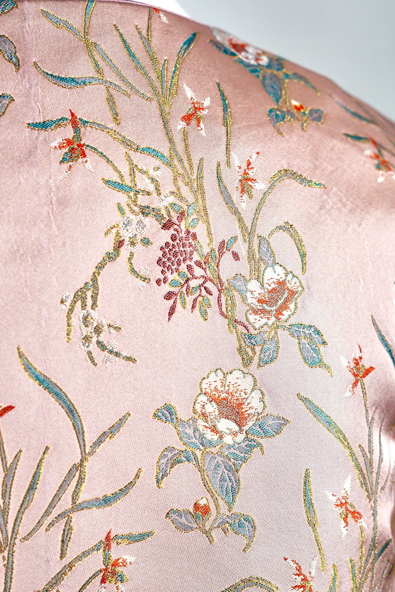 Handcrafted Floral Song Dynasty Brocade Silk Jacket | Artisanal Outerwear with Knot Buttons