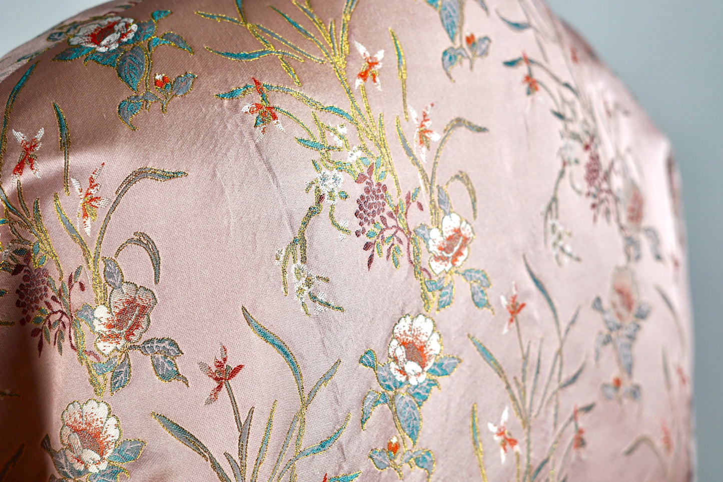 Handcrafted Floral Song Dynasty Brocade Silk Jacket | Artisanal Outerwear with Knot Buttons