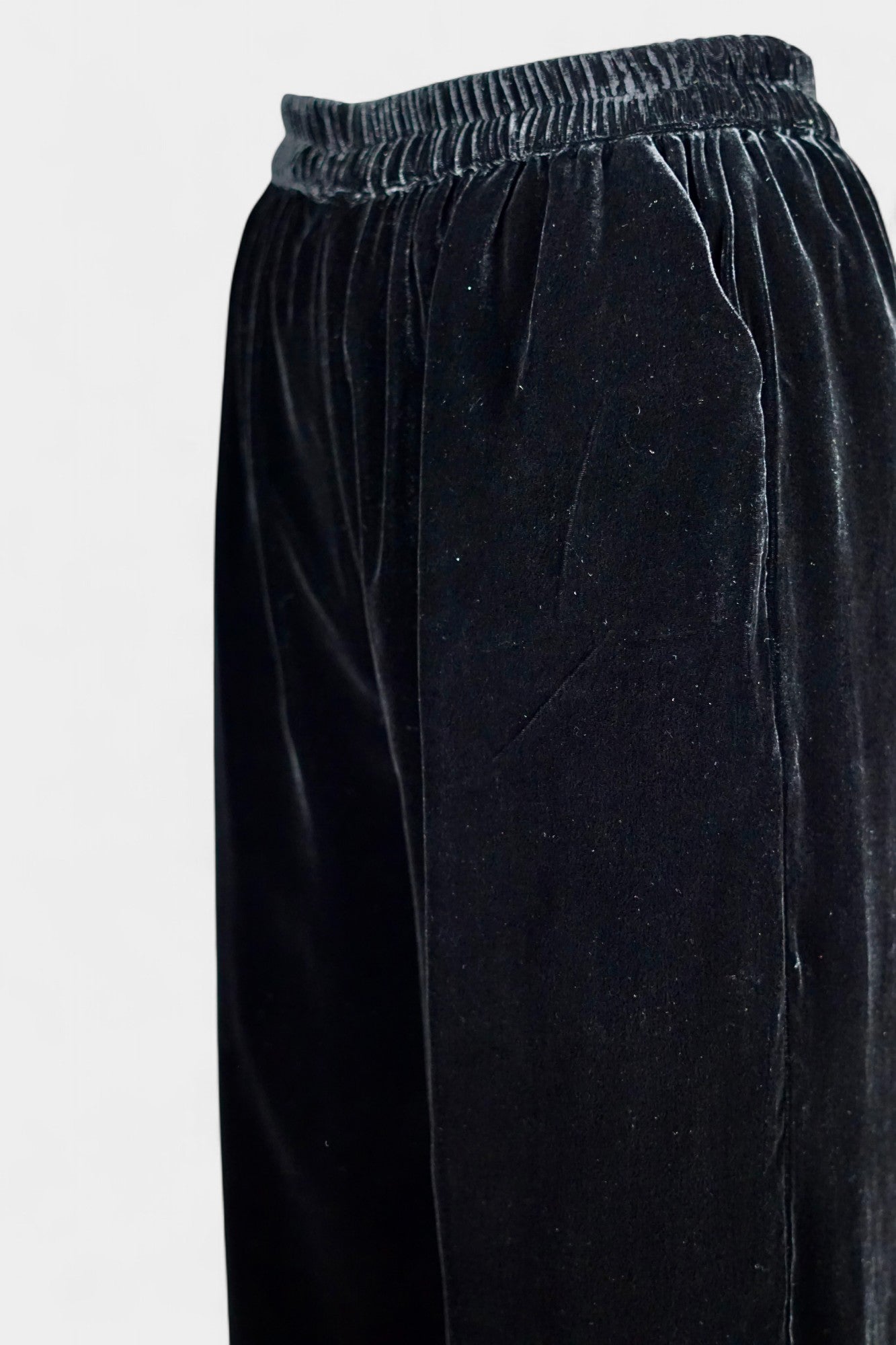 Silk Velvet Relaxed-Fit Trousers in Black & Khaki Green
