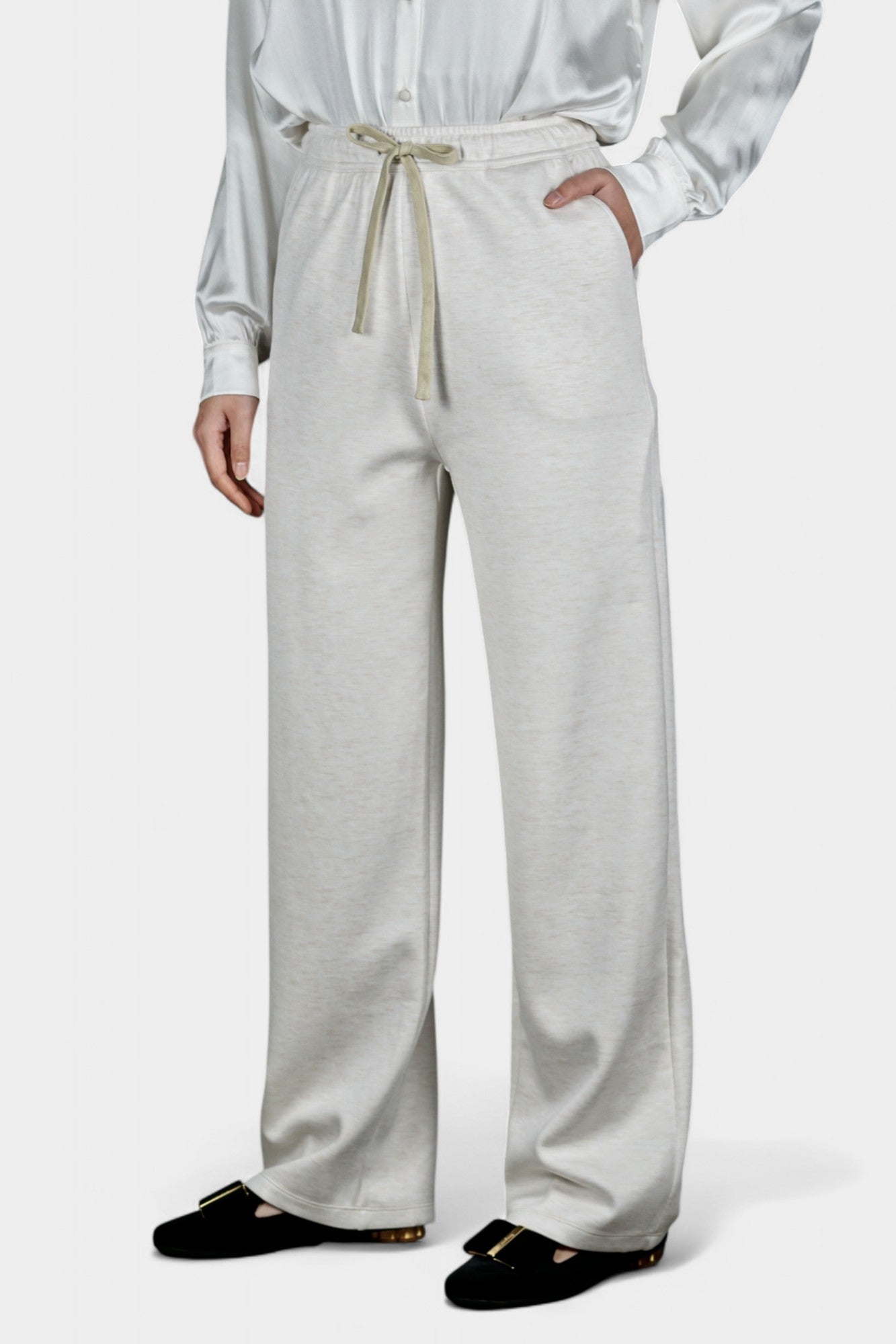 Pure Tussah Silk Lined Pants | Tussah Silk & Wool Blend Trousers in White
