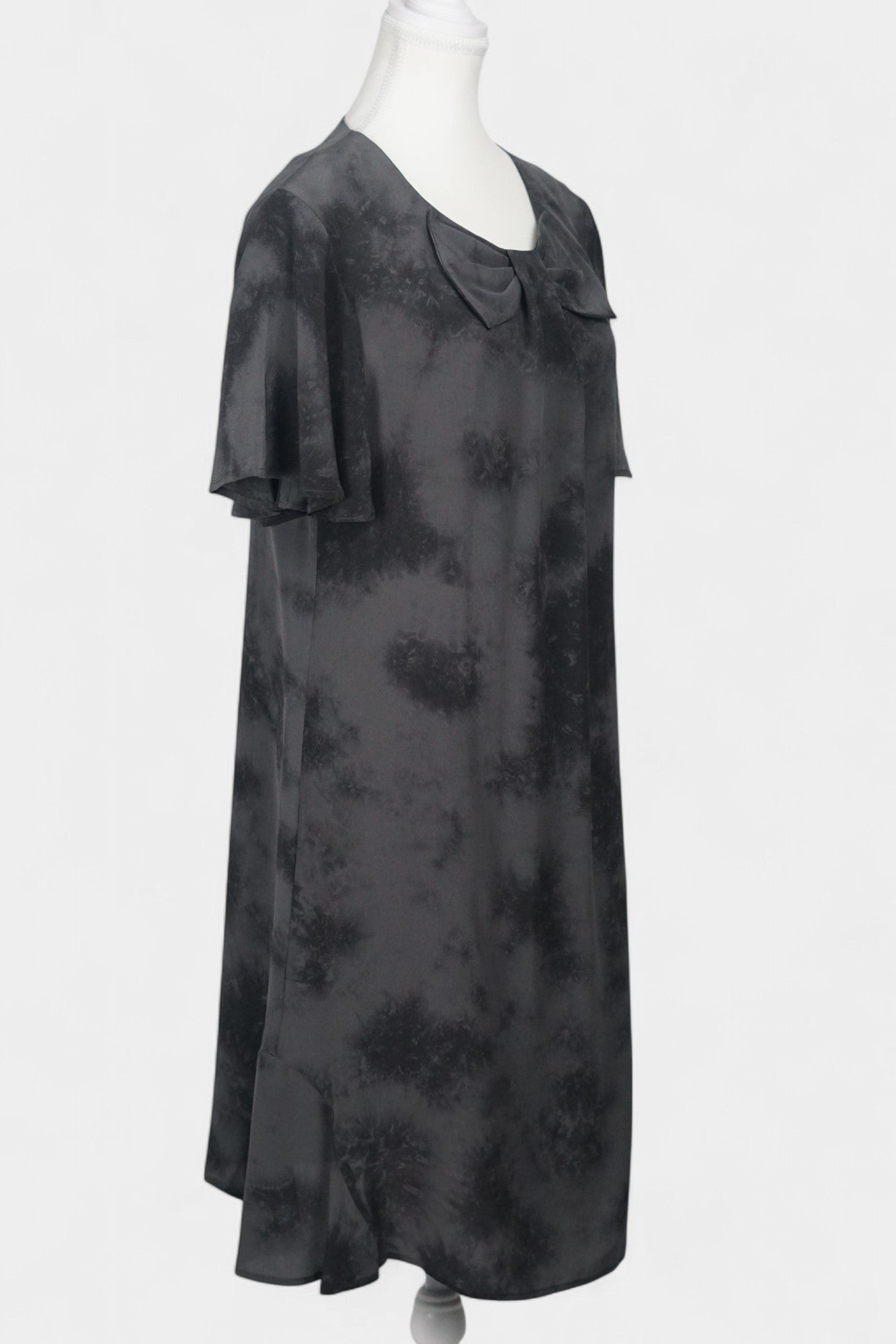 Handmade Mulberry Silk Dress | Dark Gray Tie-Dye
