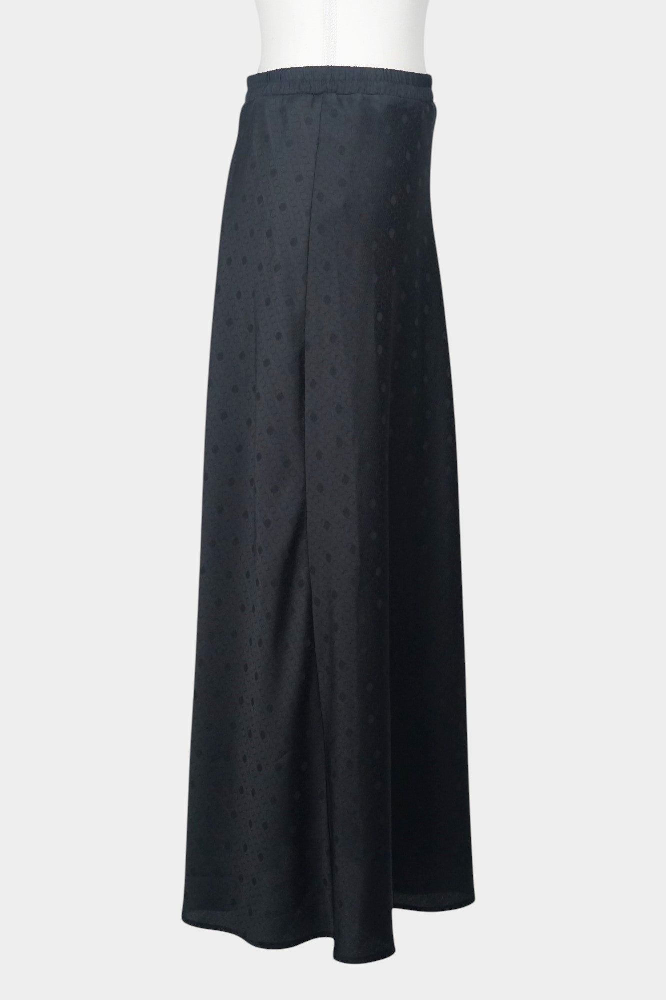 Mulberry Silk Maxi Skirt | Black with Tonal Jacquard