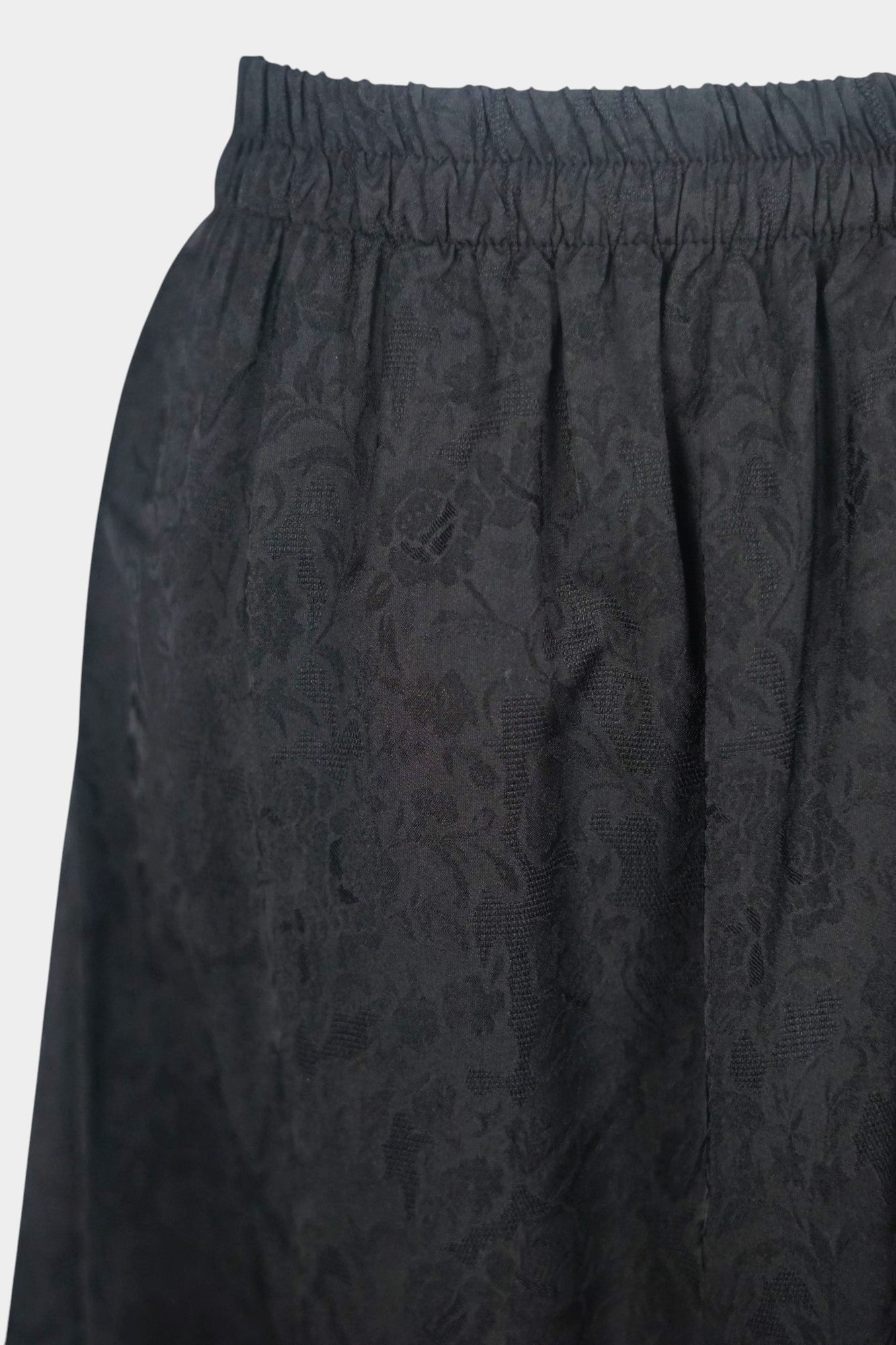 Mulberry Silk Maxi Skirt | Floral Jacquard with Green Knot