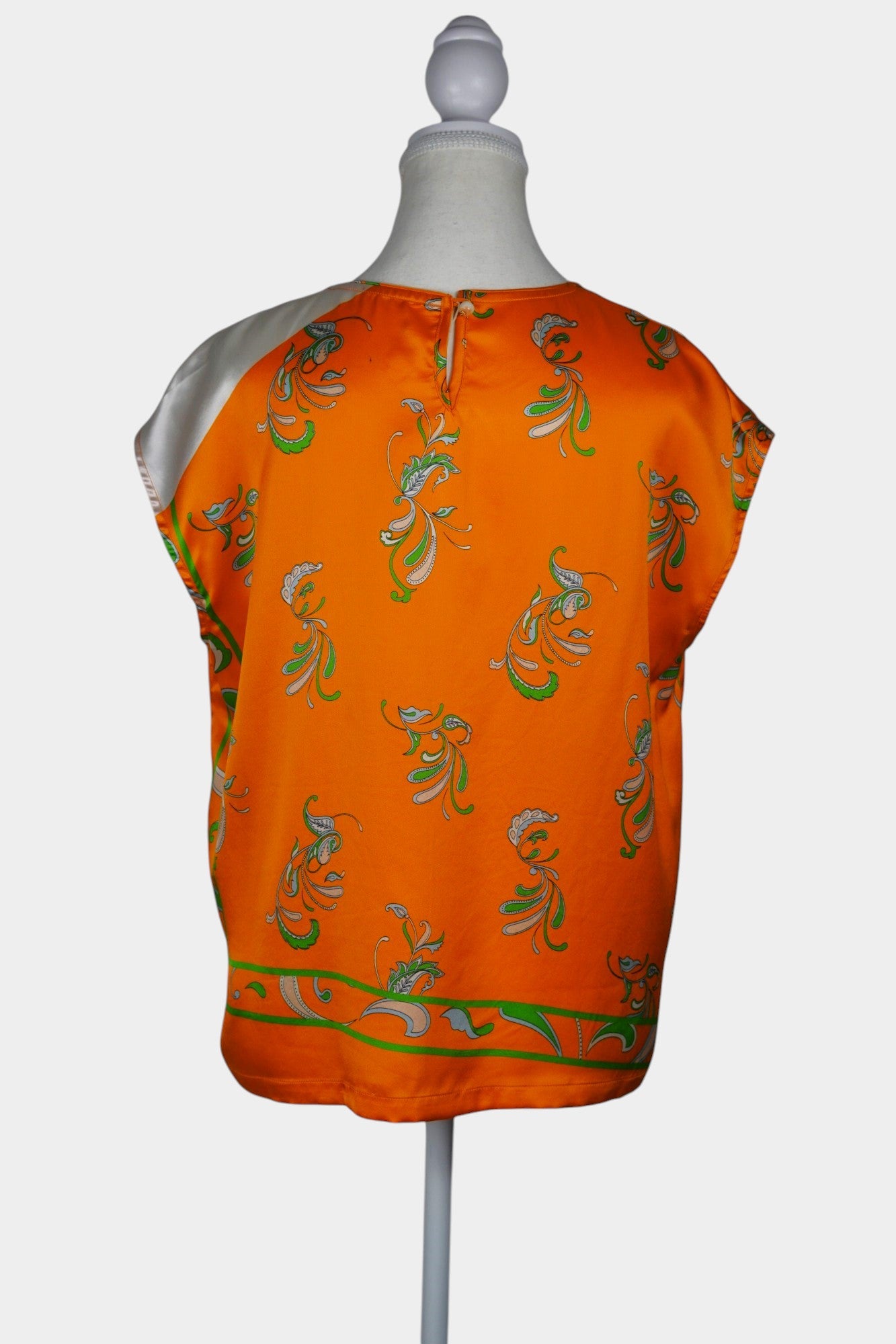 Handmade Mulberry Silk Blouse | Orange & Green Floral