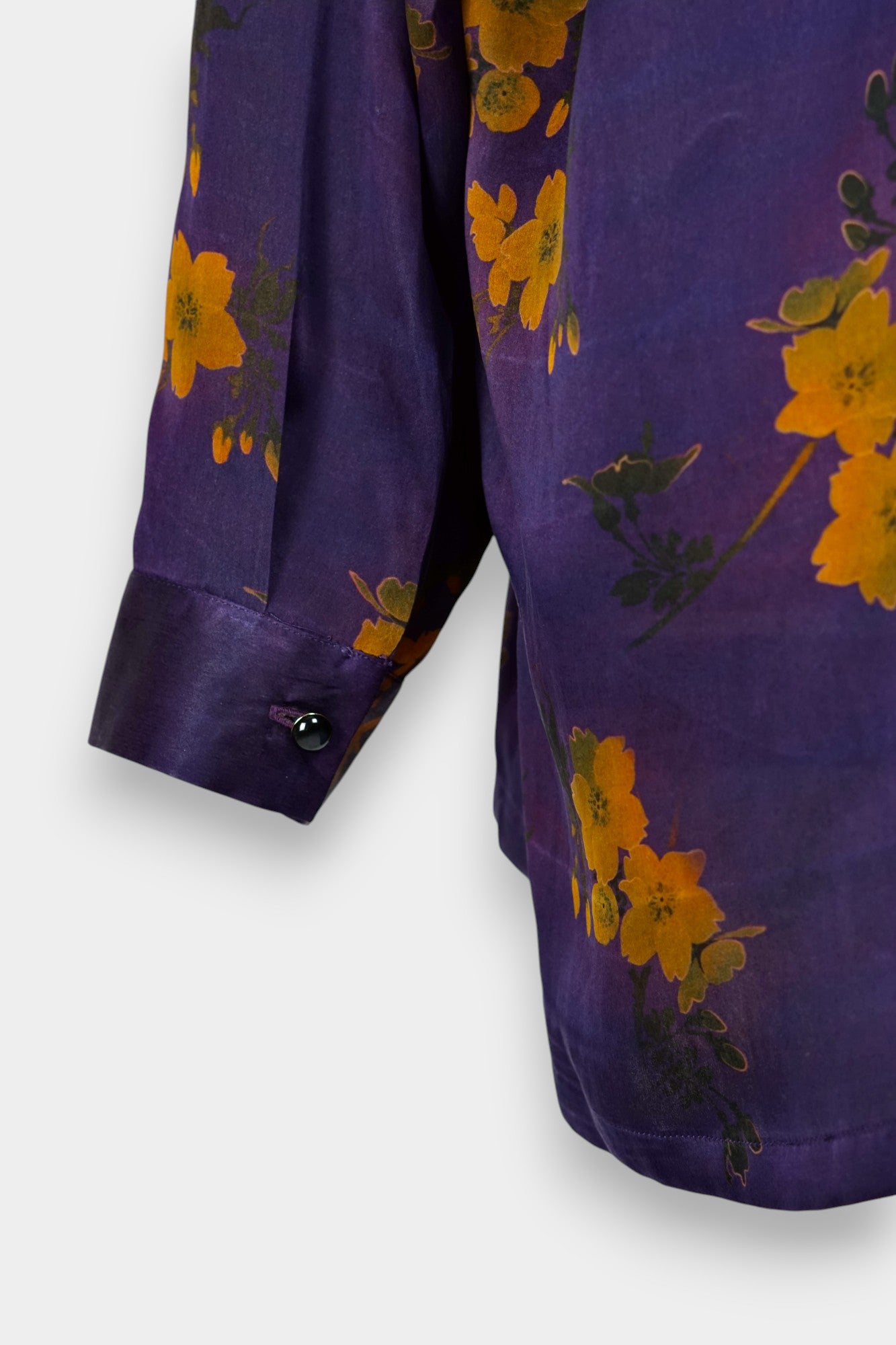 Handmade Gambiered Guangdong Gauze Silk Oversized Top | Floral Print