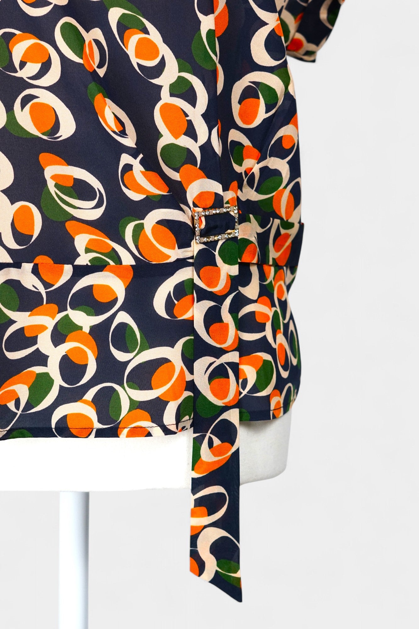 Mulberry Silk Blend Abstract Print Blouse