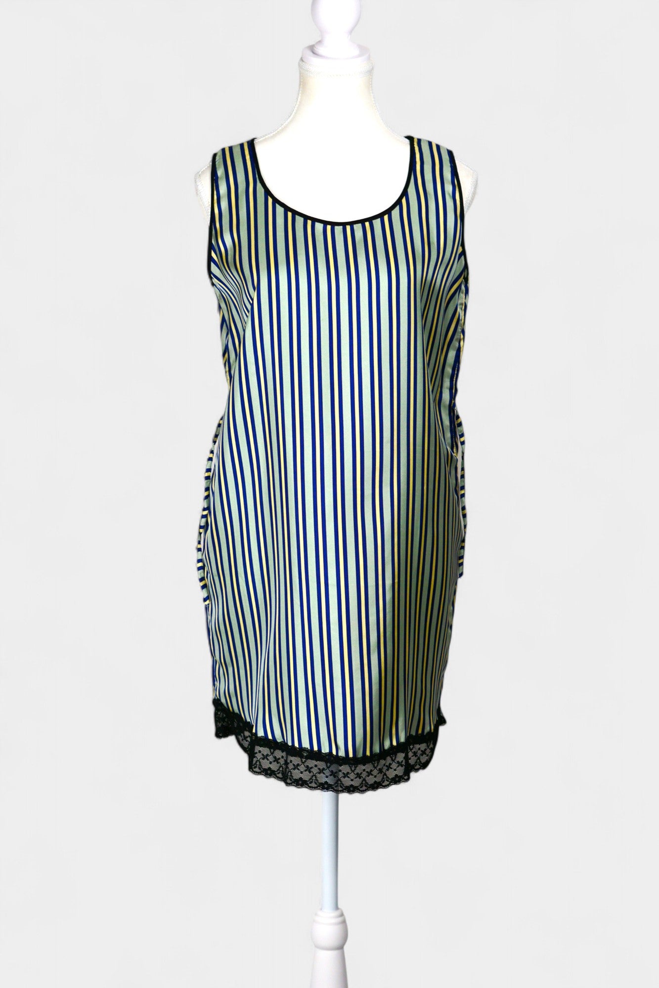 Pure Mulberry Silk Striped Sleeveless Dress