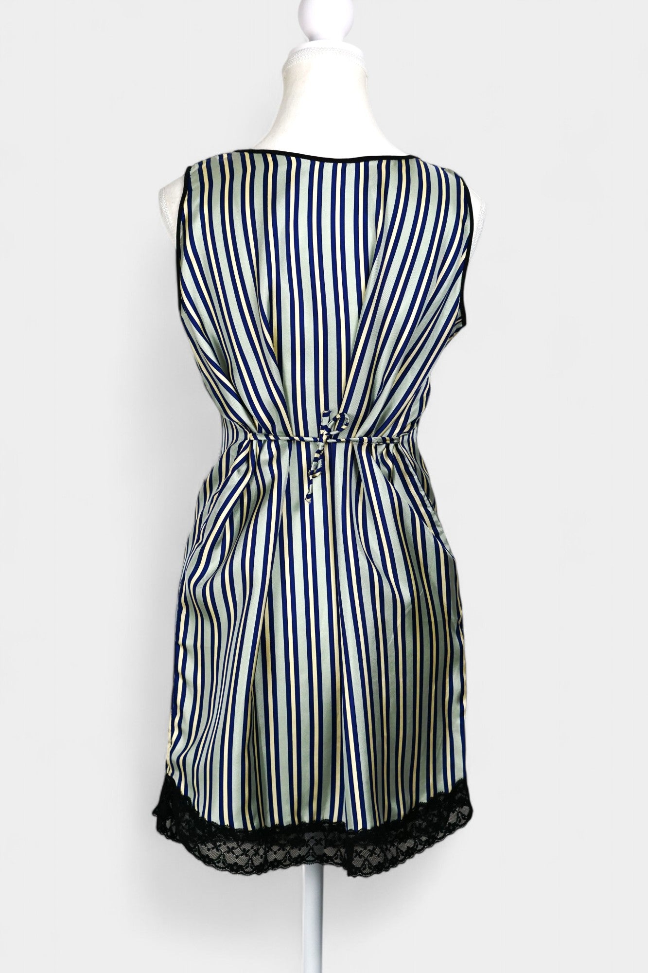 Pure Mulberry Silk Striped Sleeveless Dress