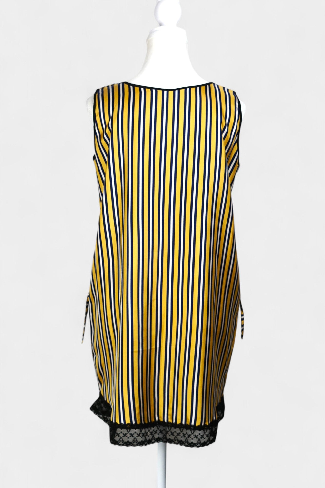 Pure Mulberry Silk Striped Sleeveless Dress