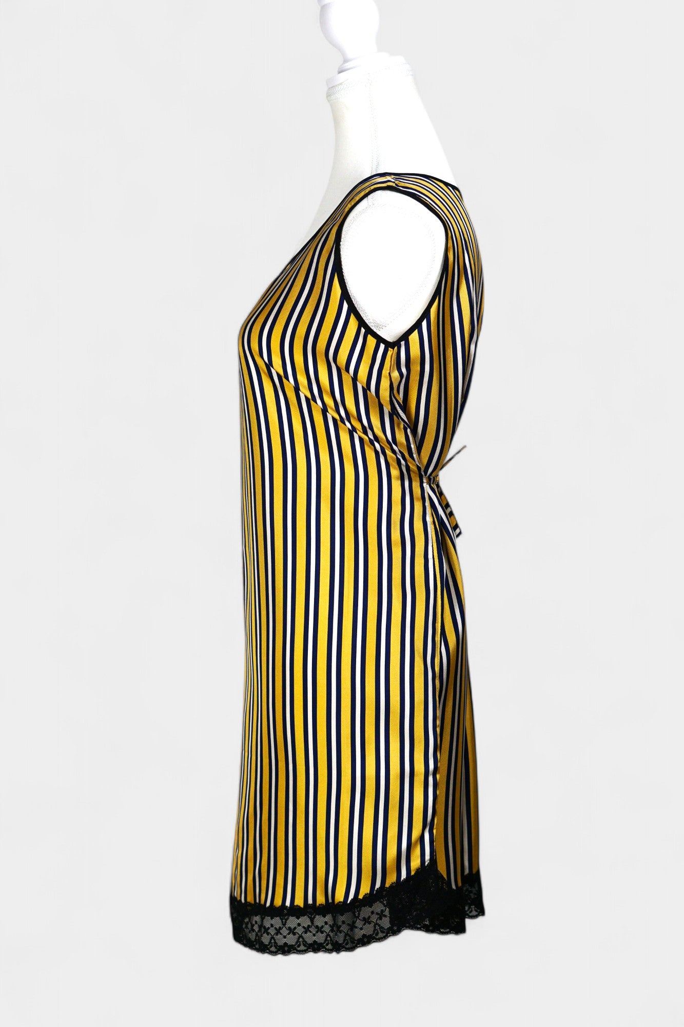 Pure Mulberry Silk Striped Sleeveless Dress