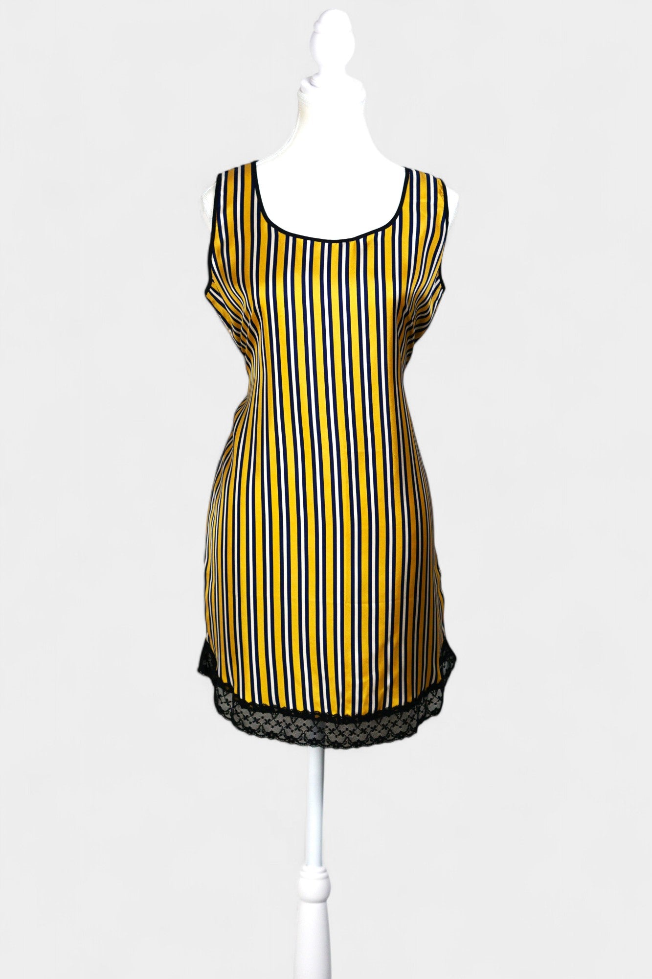 Pure Mulberry Silk Striped Sleeveless Dress