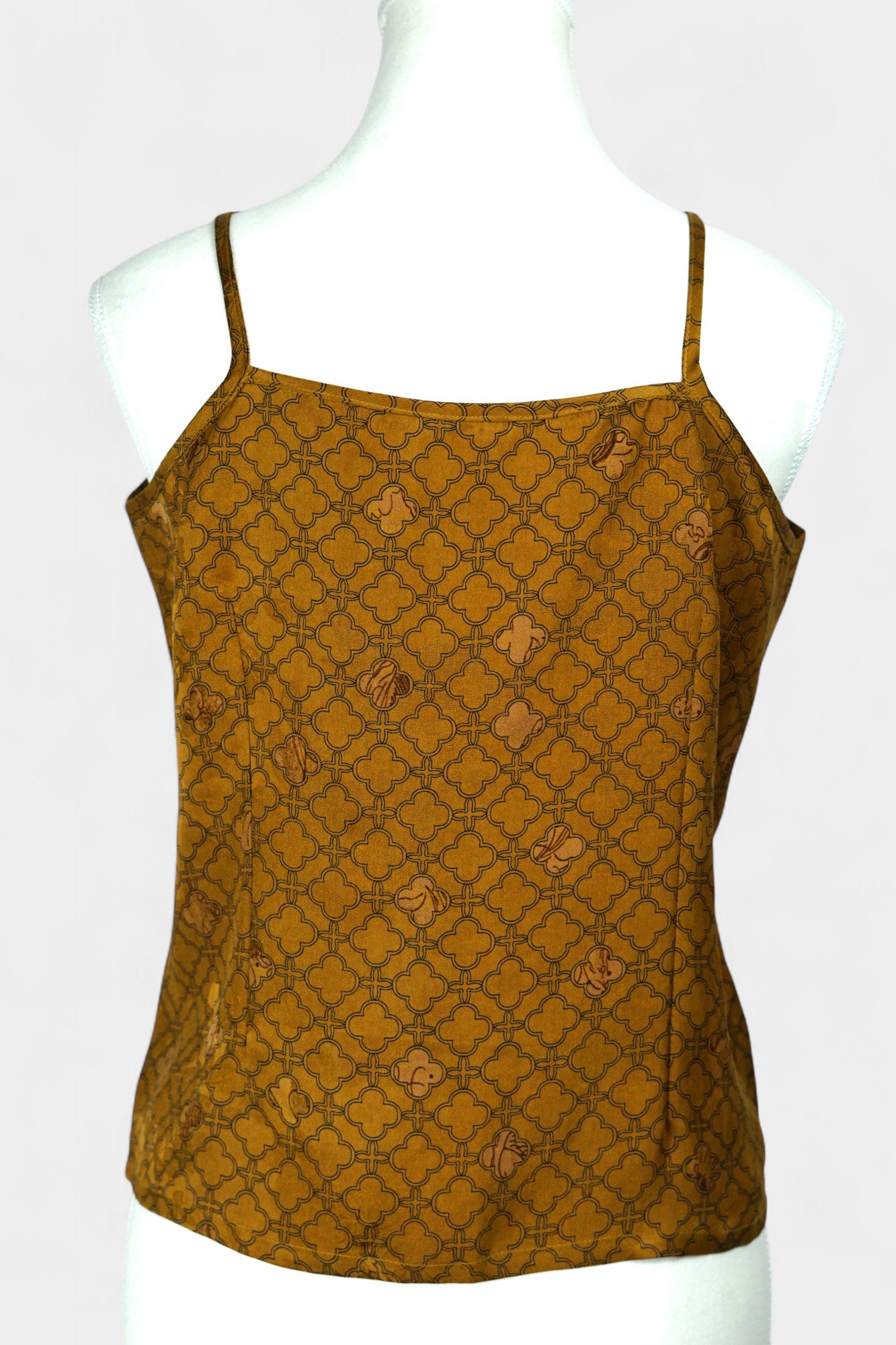 Gambiered Gauze Silk Blazer & Camisole Set | Gold Geometric Print
