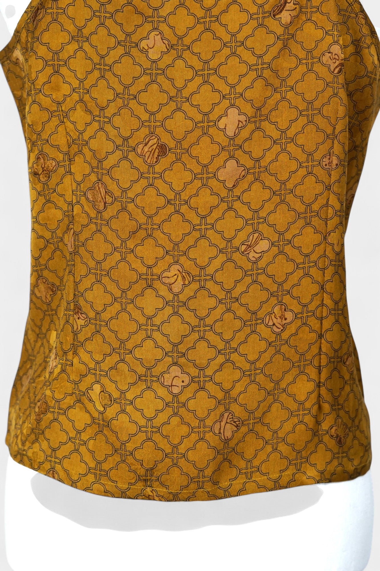Gambiered Gauze Silk Blazer & Camisole Set | Gold Geometric Print