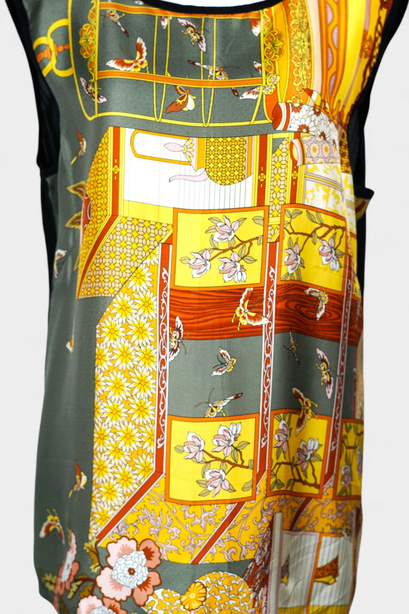 Handmade Mulberry Silk Sleeveless Top | Abstract Art Print