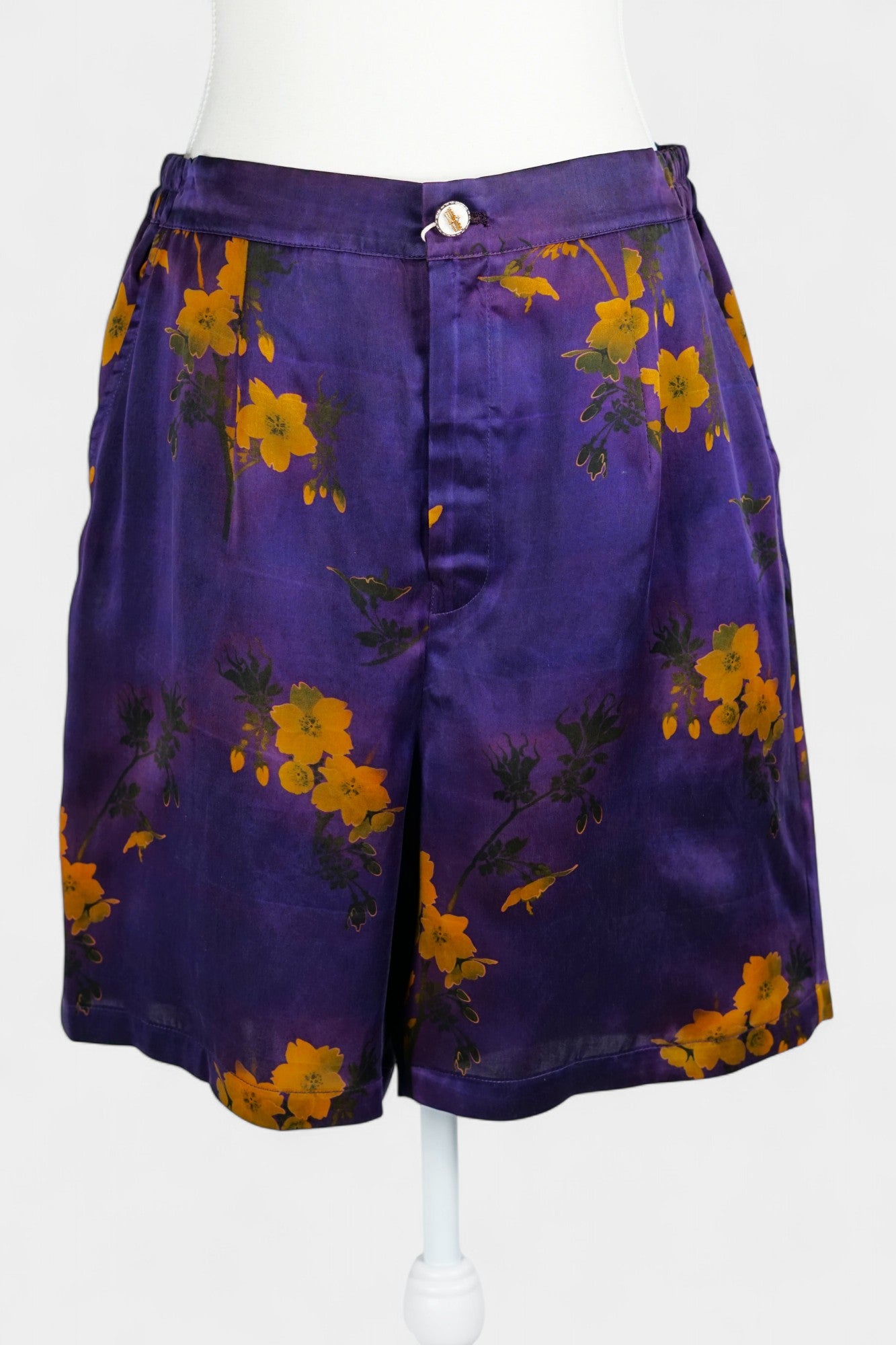 Handmade Gambiered Guangdong Gauze Silk Floral Shorts