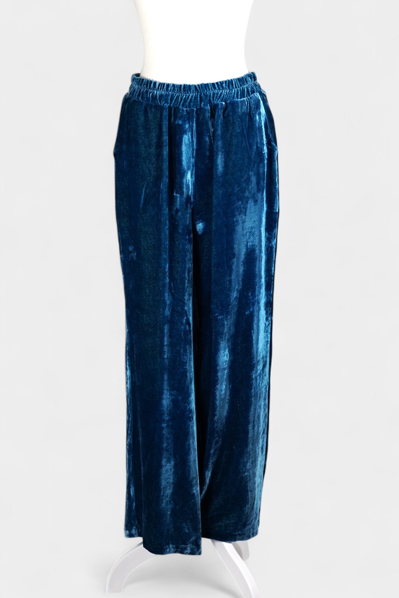 Blue Mulberry Silk Velvet Hooded Set