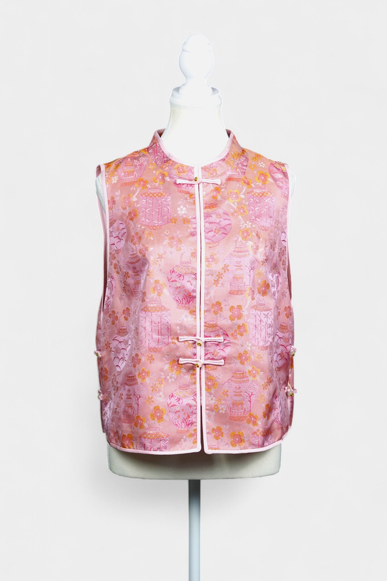 Handcrafted Song Dynasty Brocade Silk Vest | Floral Pattern