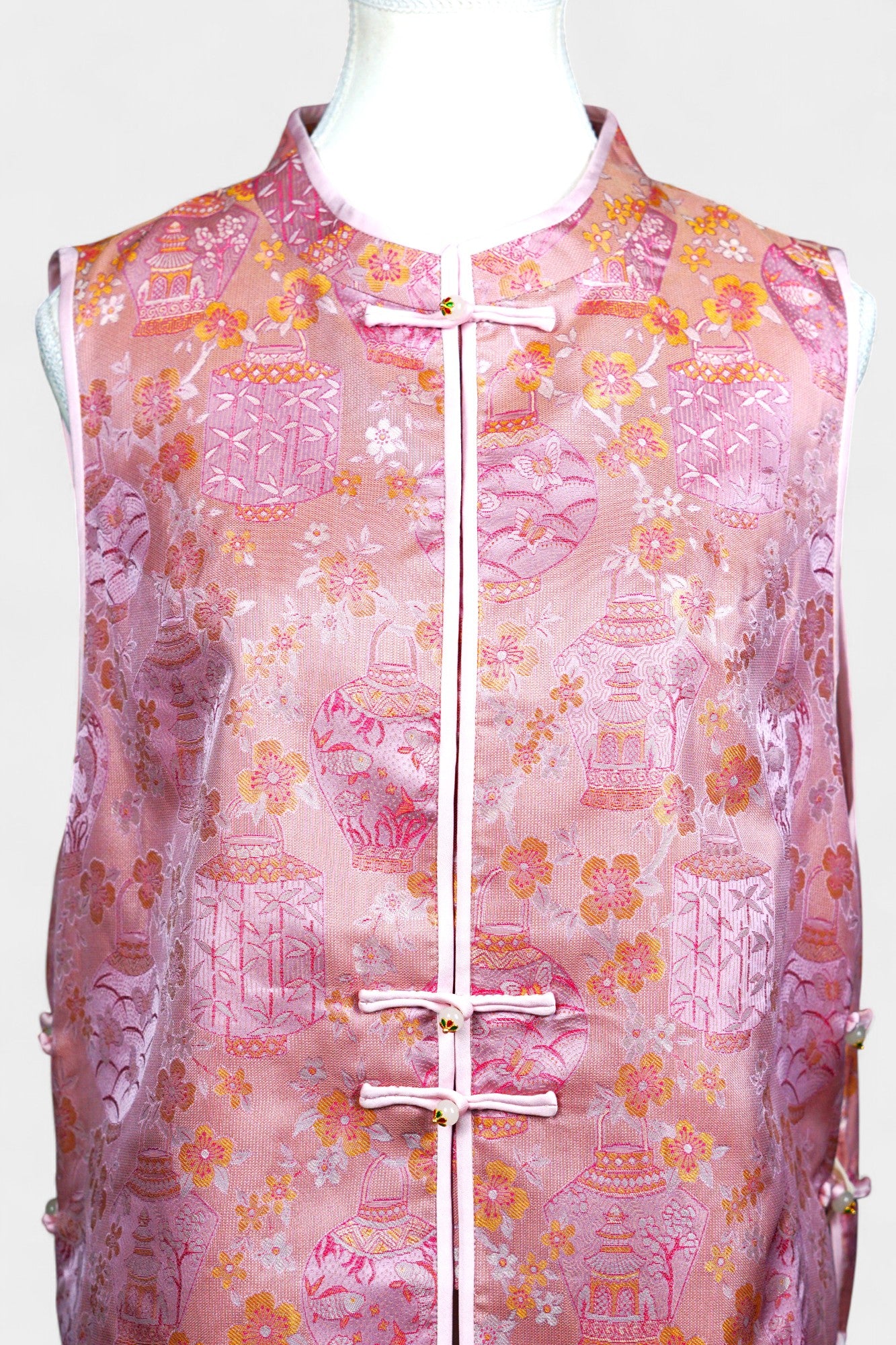 Handcrafted Song Dynasty Brocade Silk Vest | Floral Pattern
