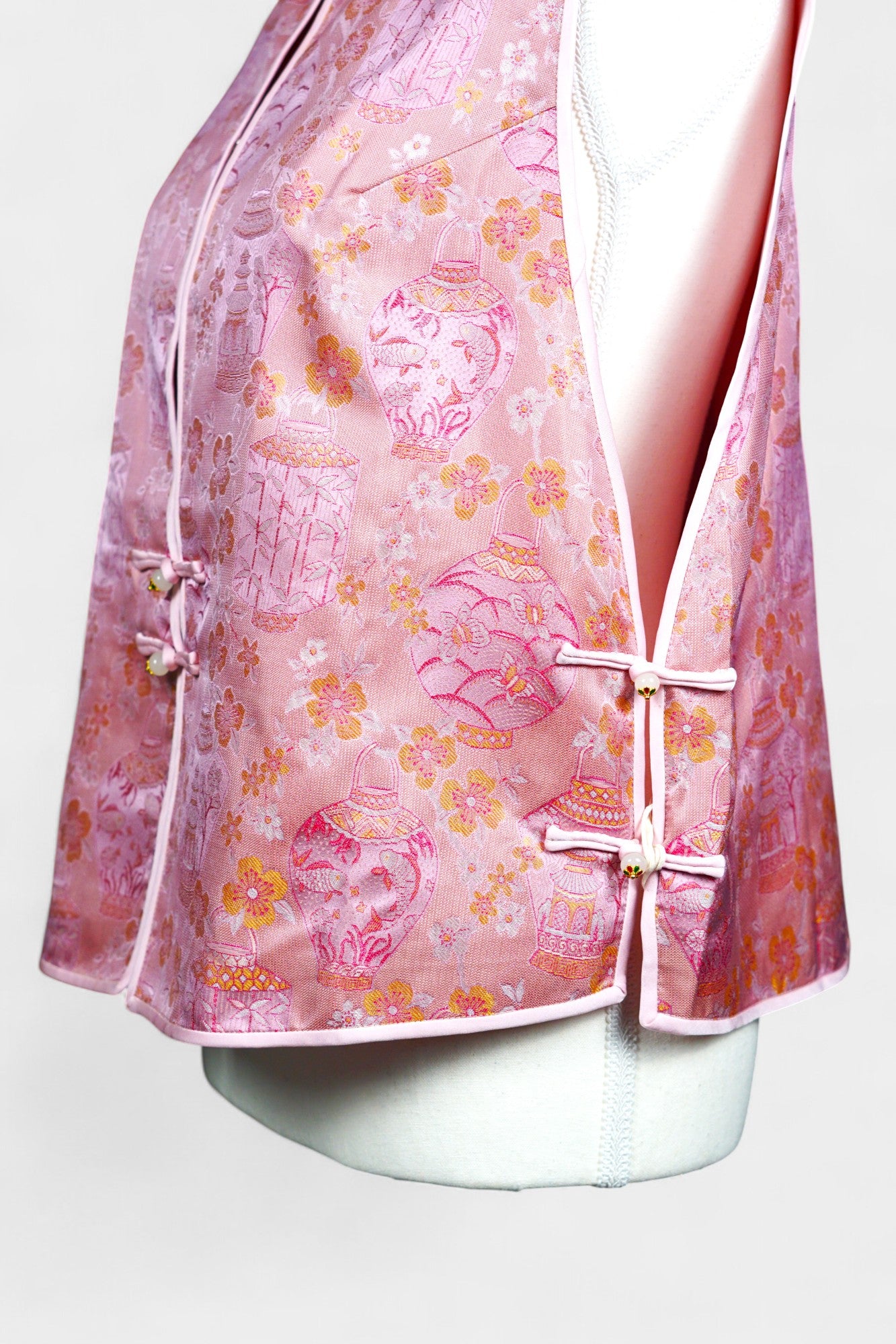 Handcrafted Song Dynasty Brocade Silk Vest | Floral Pattern