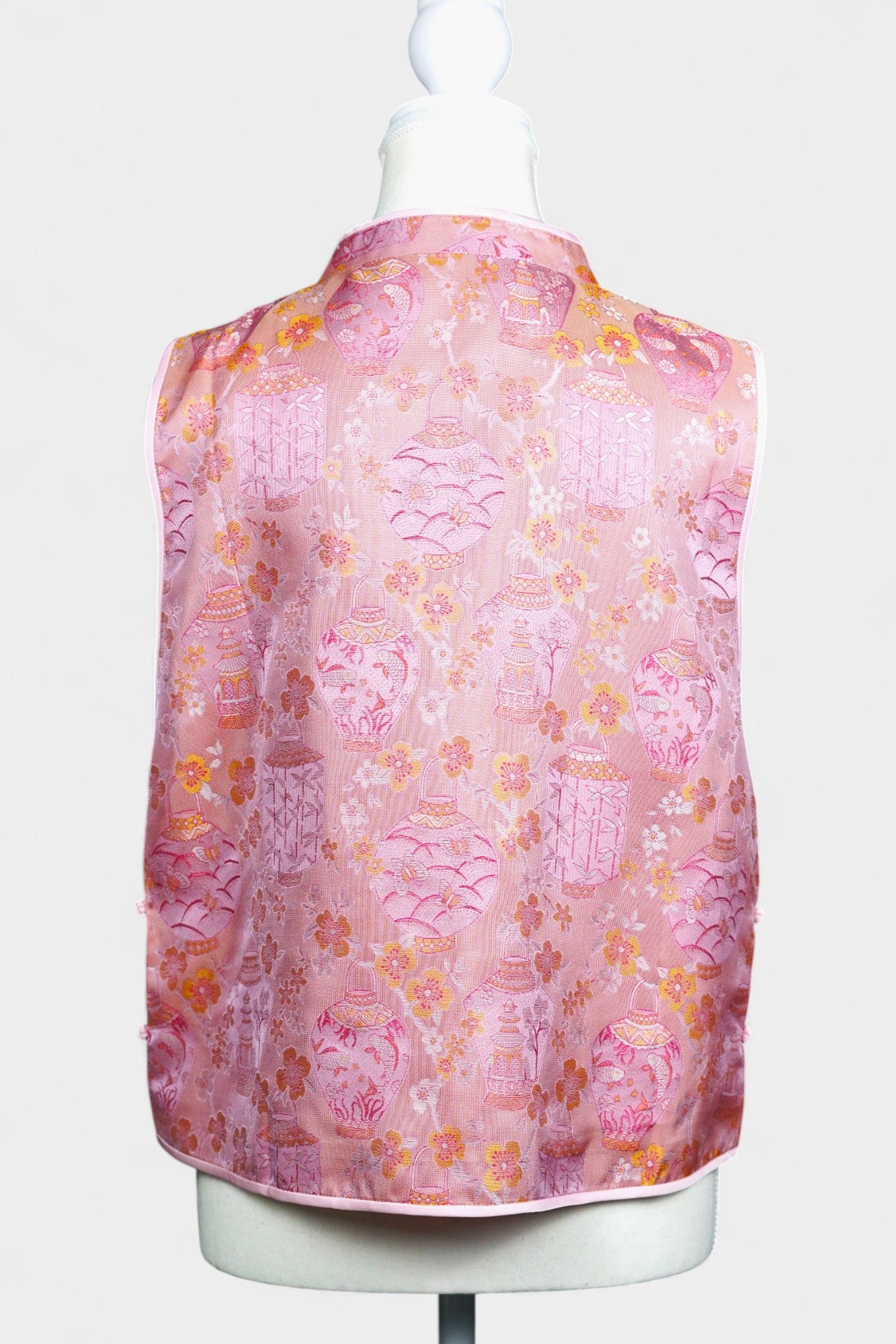 Handcrafted Song Dynasty Brocade Silk Vest | Floral Pattern