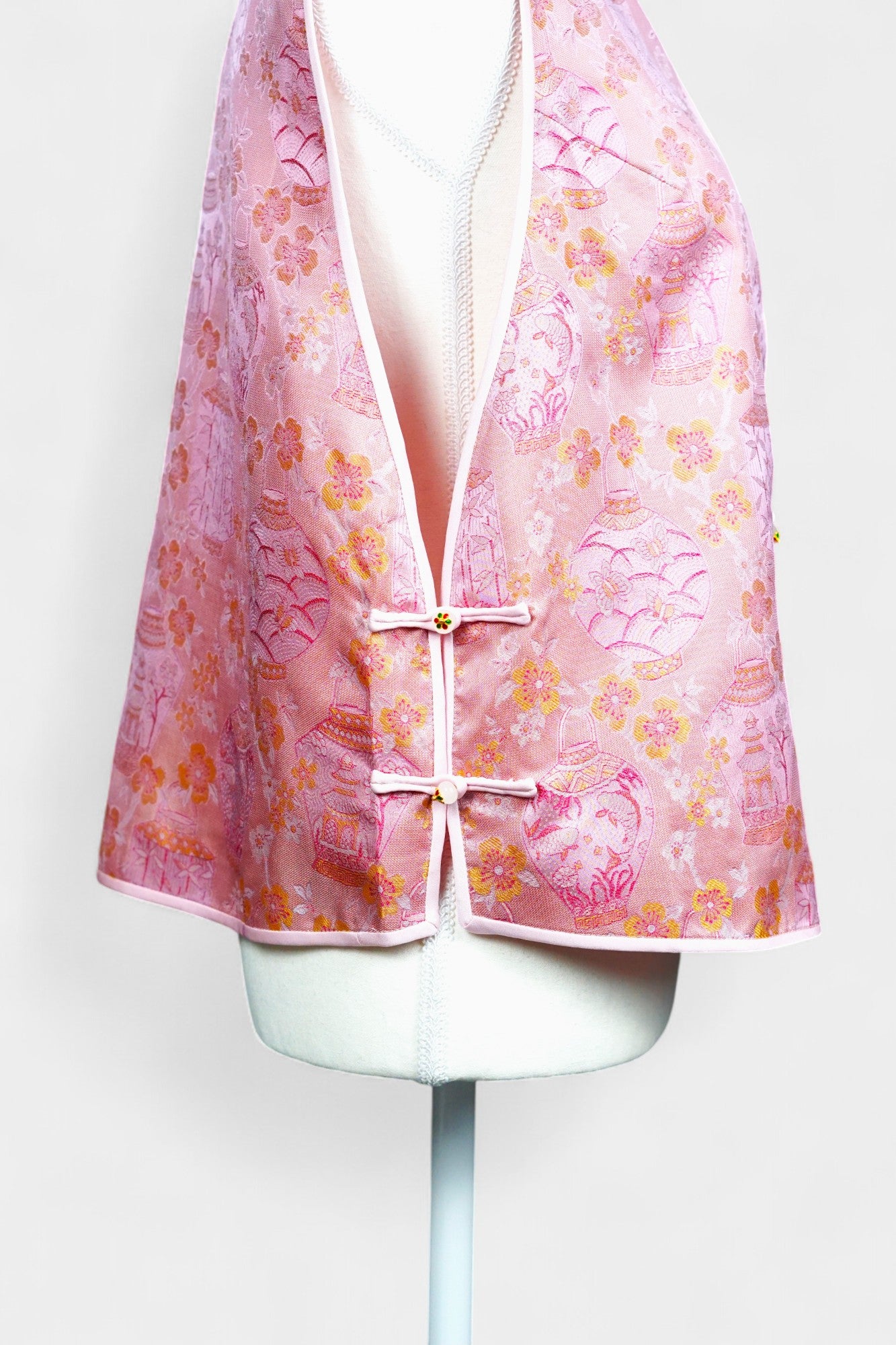 Handcrafted Song Dynasty Brocade Silk Vest | Floral Pattern