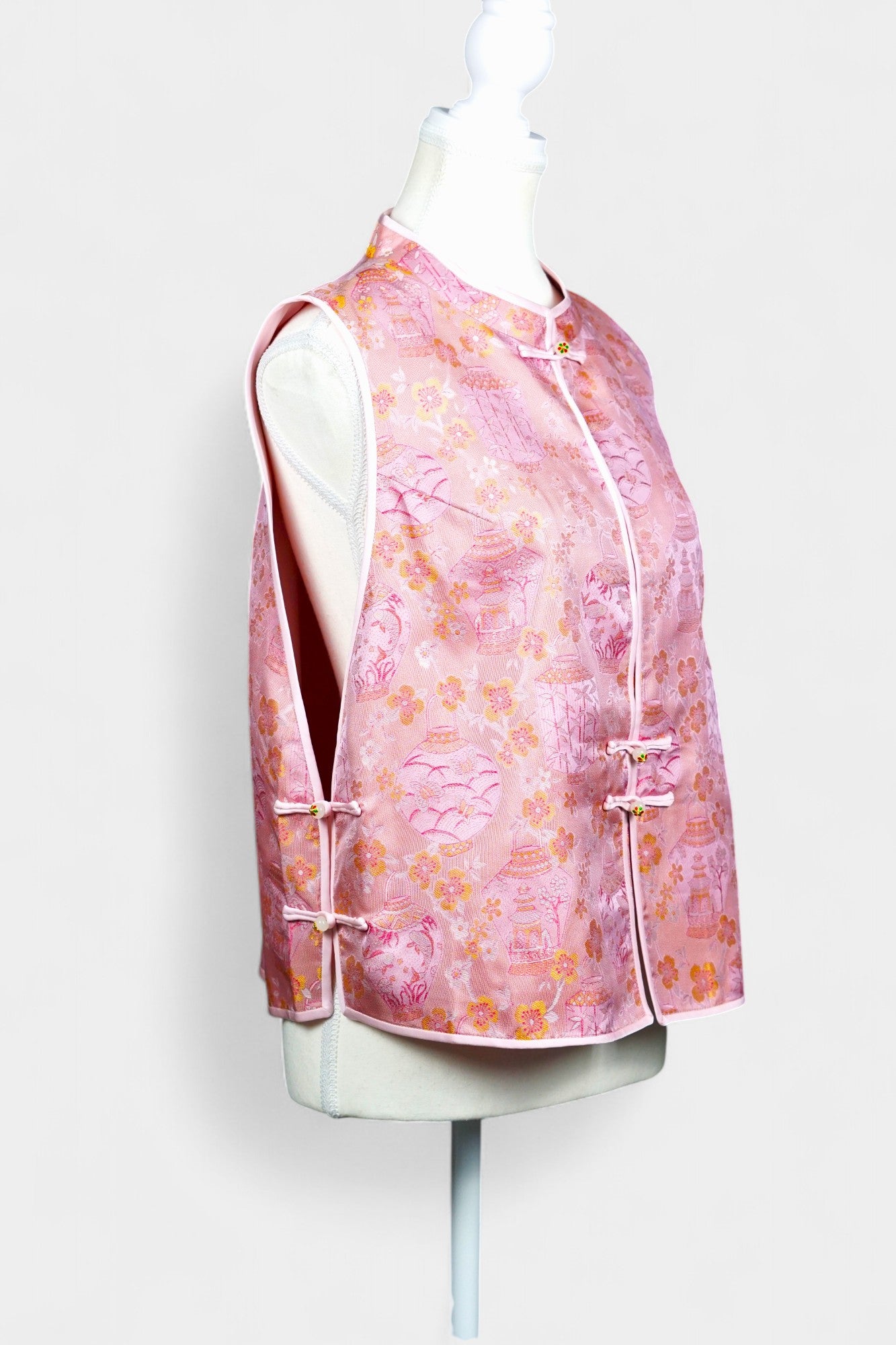Handcrafted Song Dynasty Brocade Silk Vest | Floral Pattern