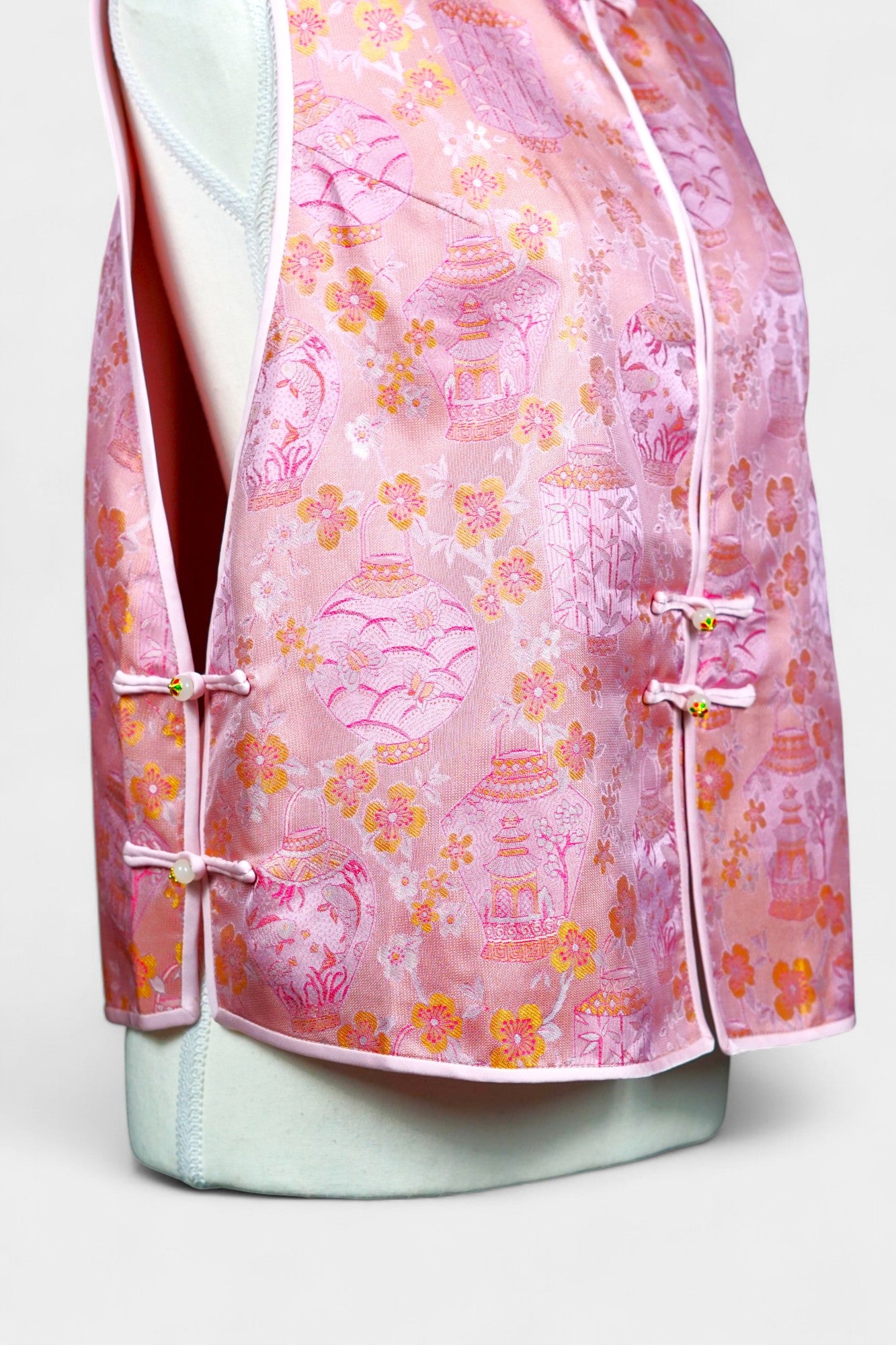 Handcrafted Song Dynasty Brocade Silk Vest | Floral Pattern