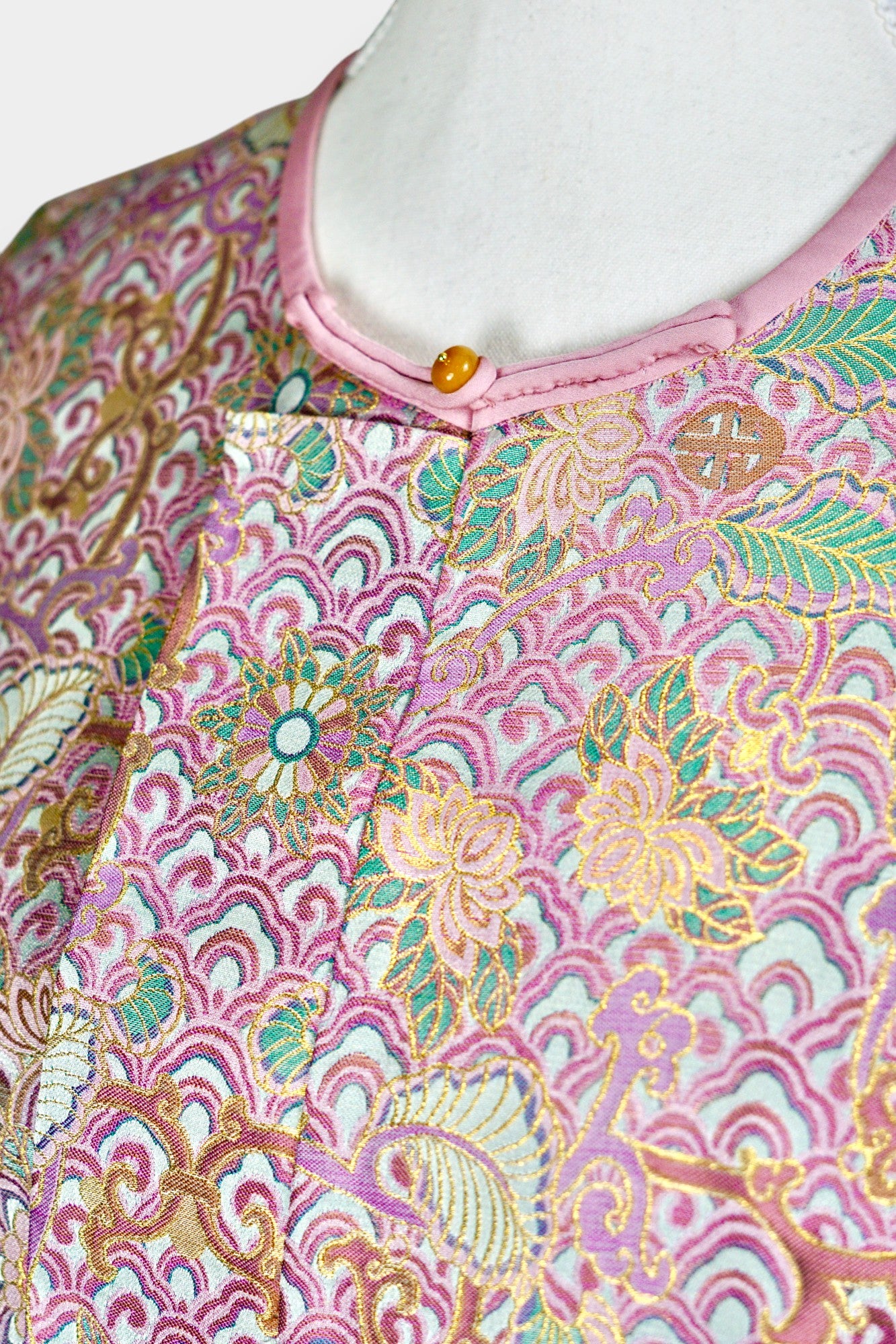 Traditional Song Dynasty Brocade Silk Vest | Woven Crane & Floral Waistcoat