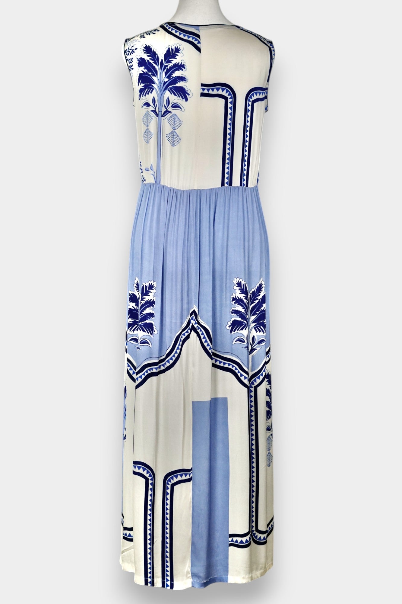 Mulberry Silk Maxi Dress | Blue & White Porcelain Print