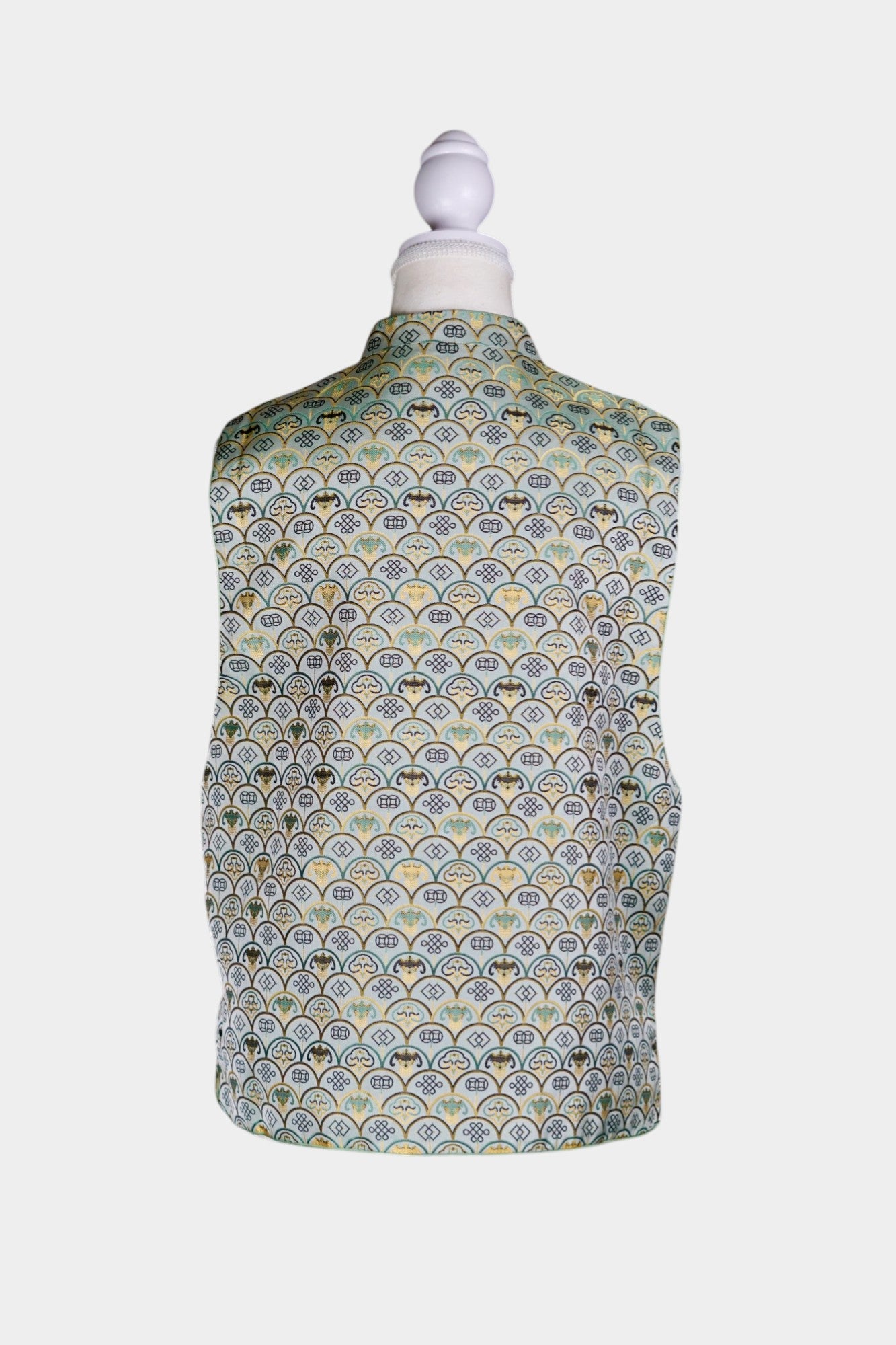 Handmade Song Dynasty Brocade Silk Vest | Geometric Floral Pattern