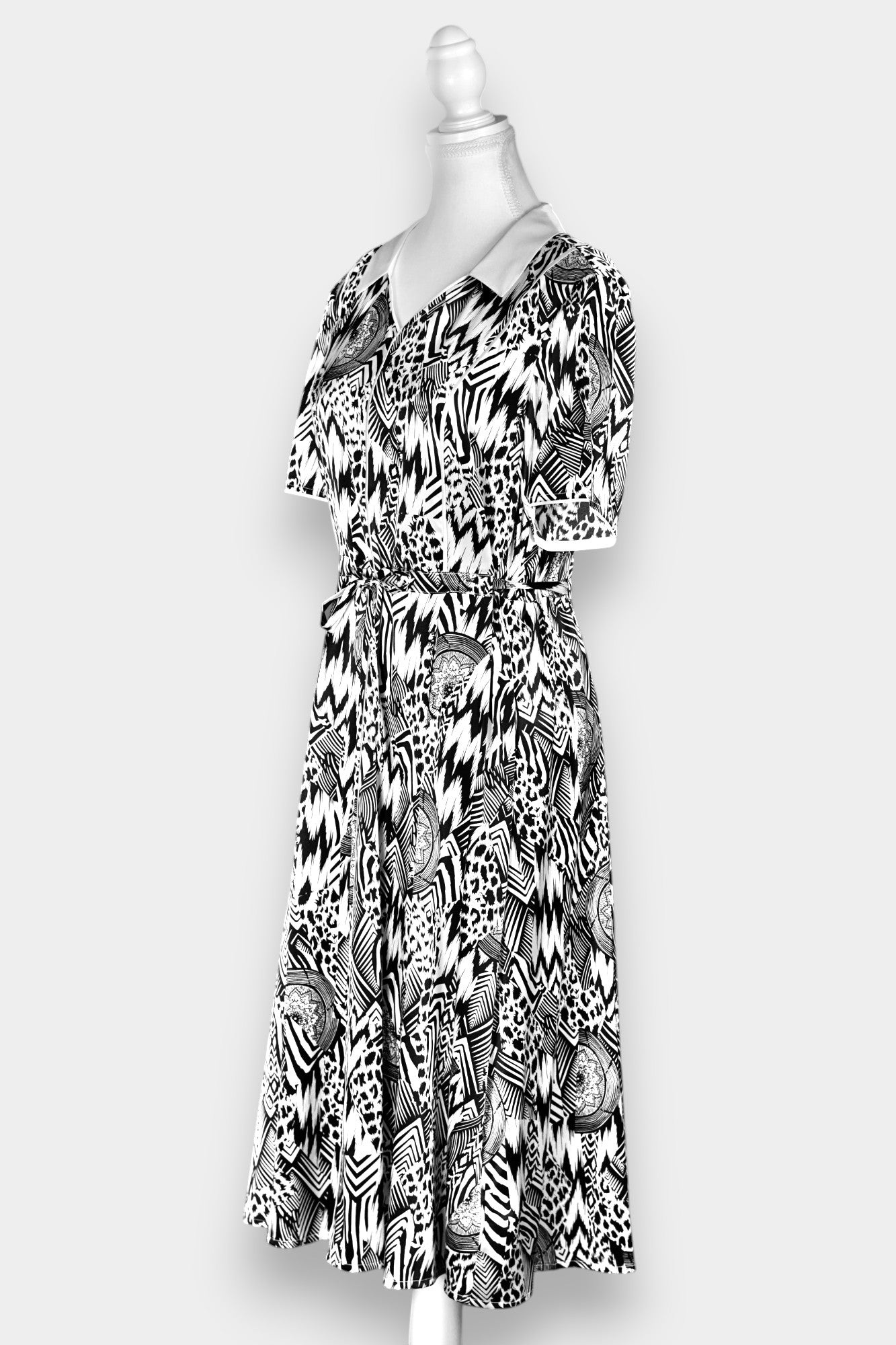 Mulberry Silk Dress | Black & White Abstract Print
