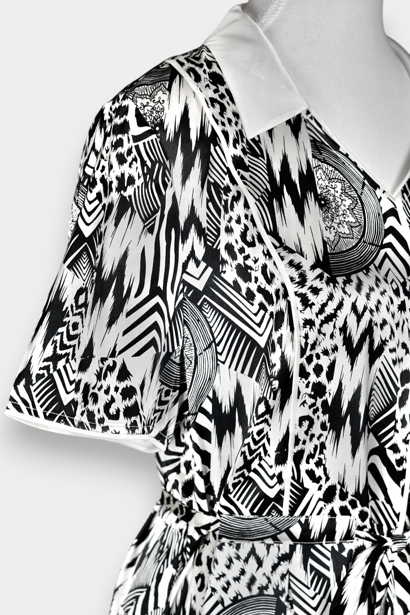 Mulberry Silk Dress | Black & White Abstract Print