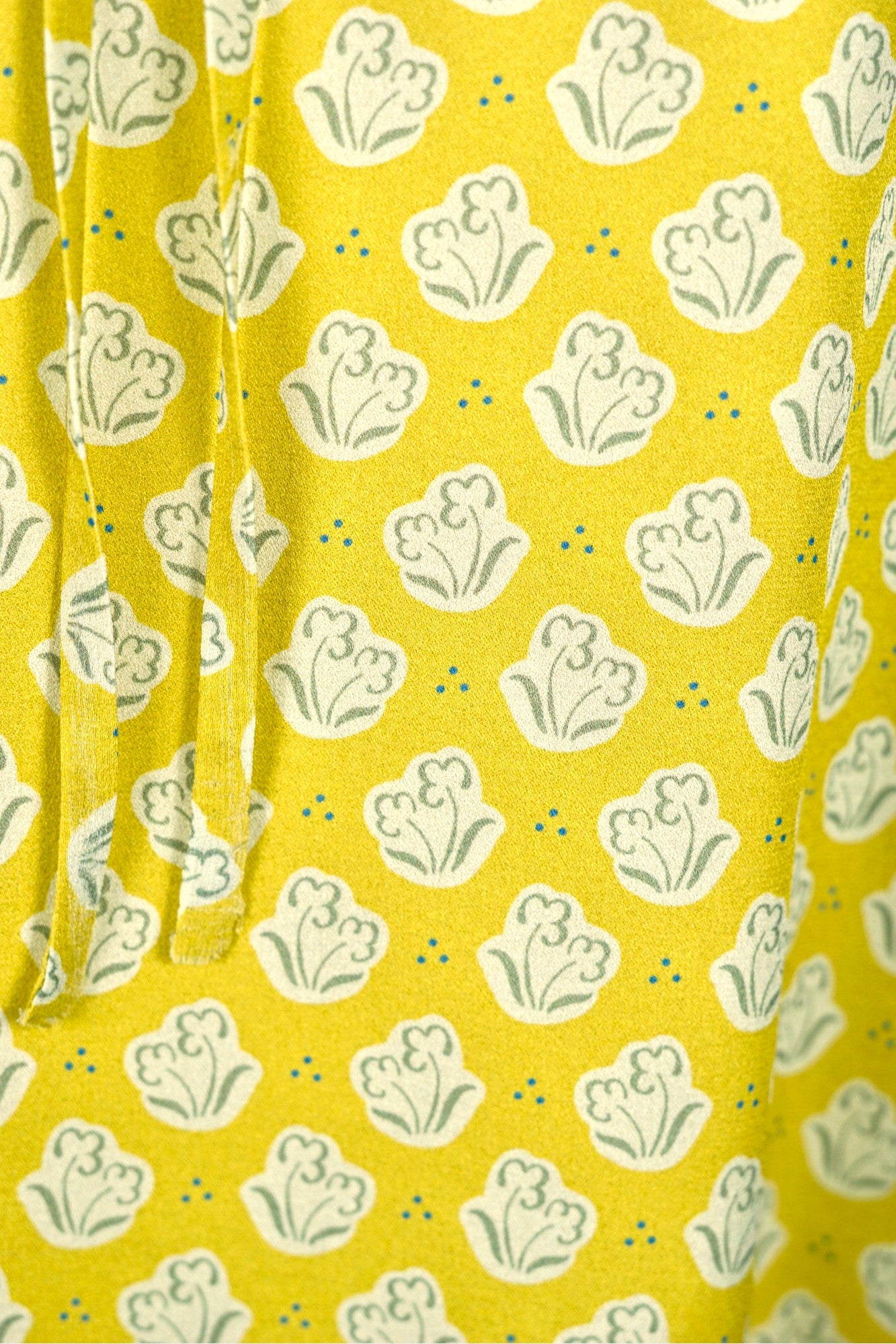 Handcrafted Silk Blouse with Floral Print in Lemon Yellow