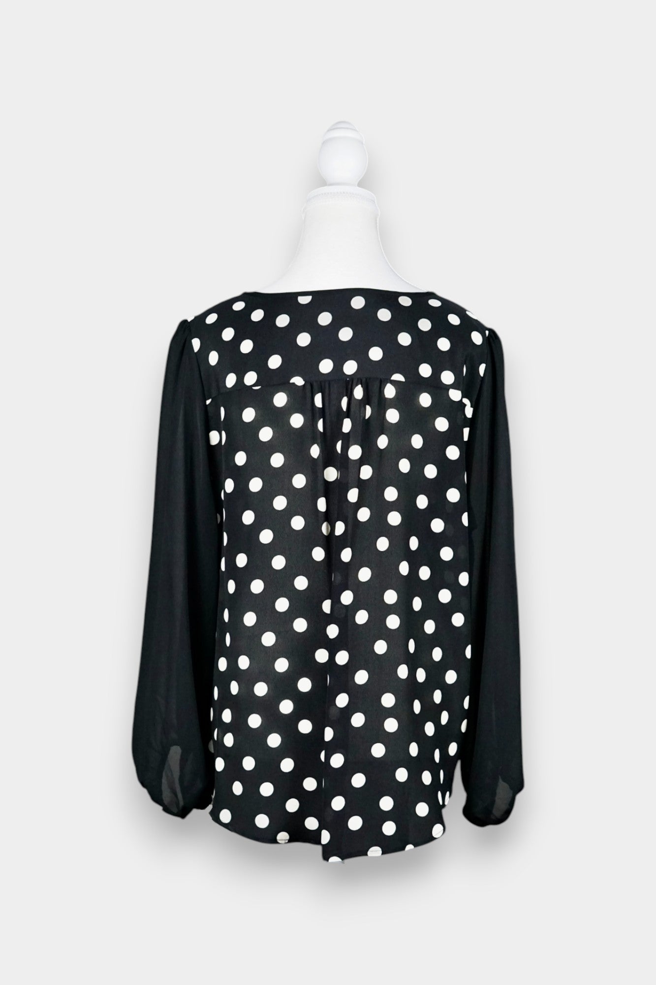 Silk Blouse with Polka Dot Print in Black & White