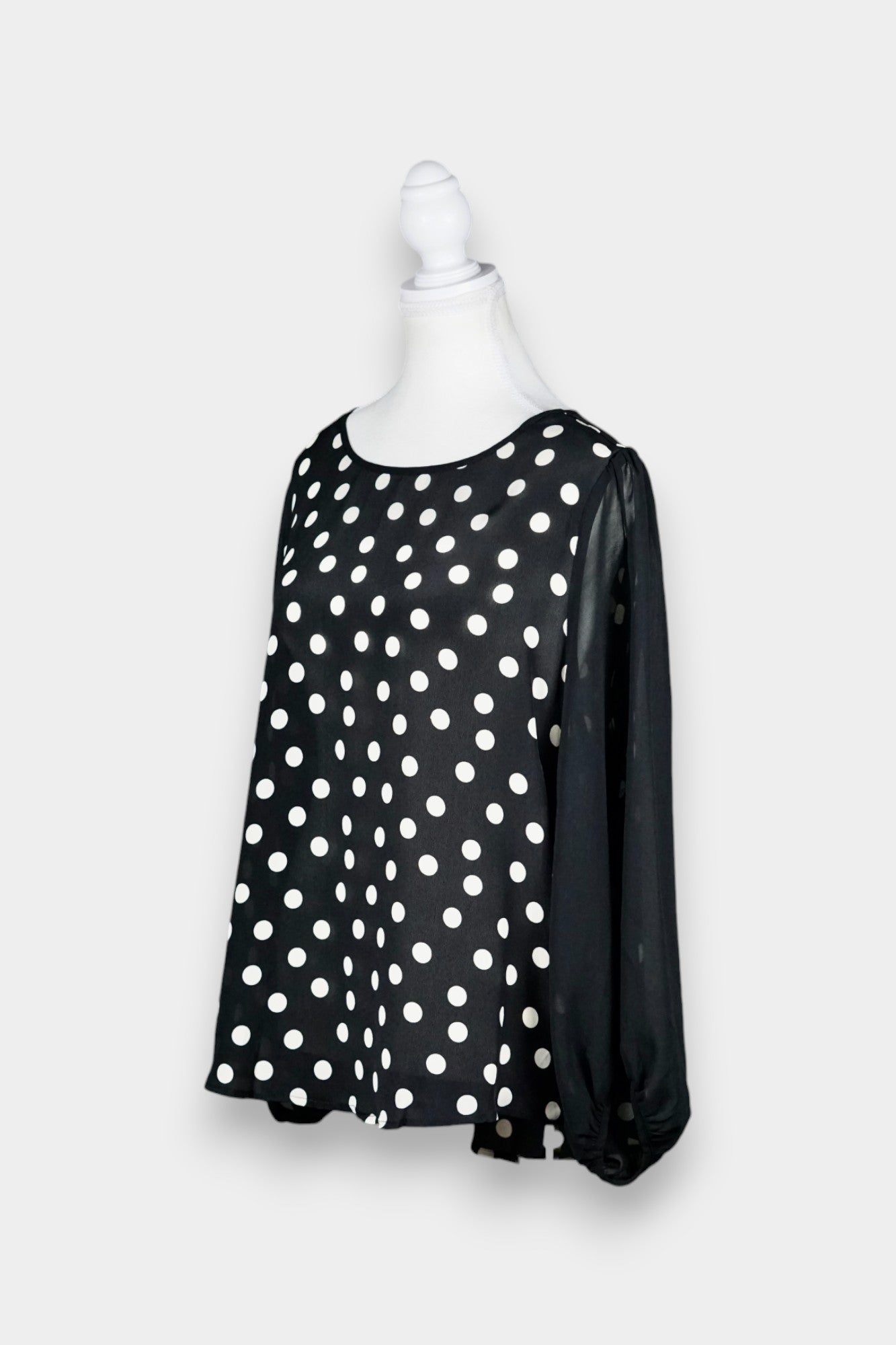 Silk Blouse with Polka Dot Print in Black & White
