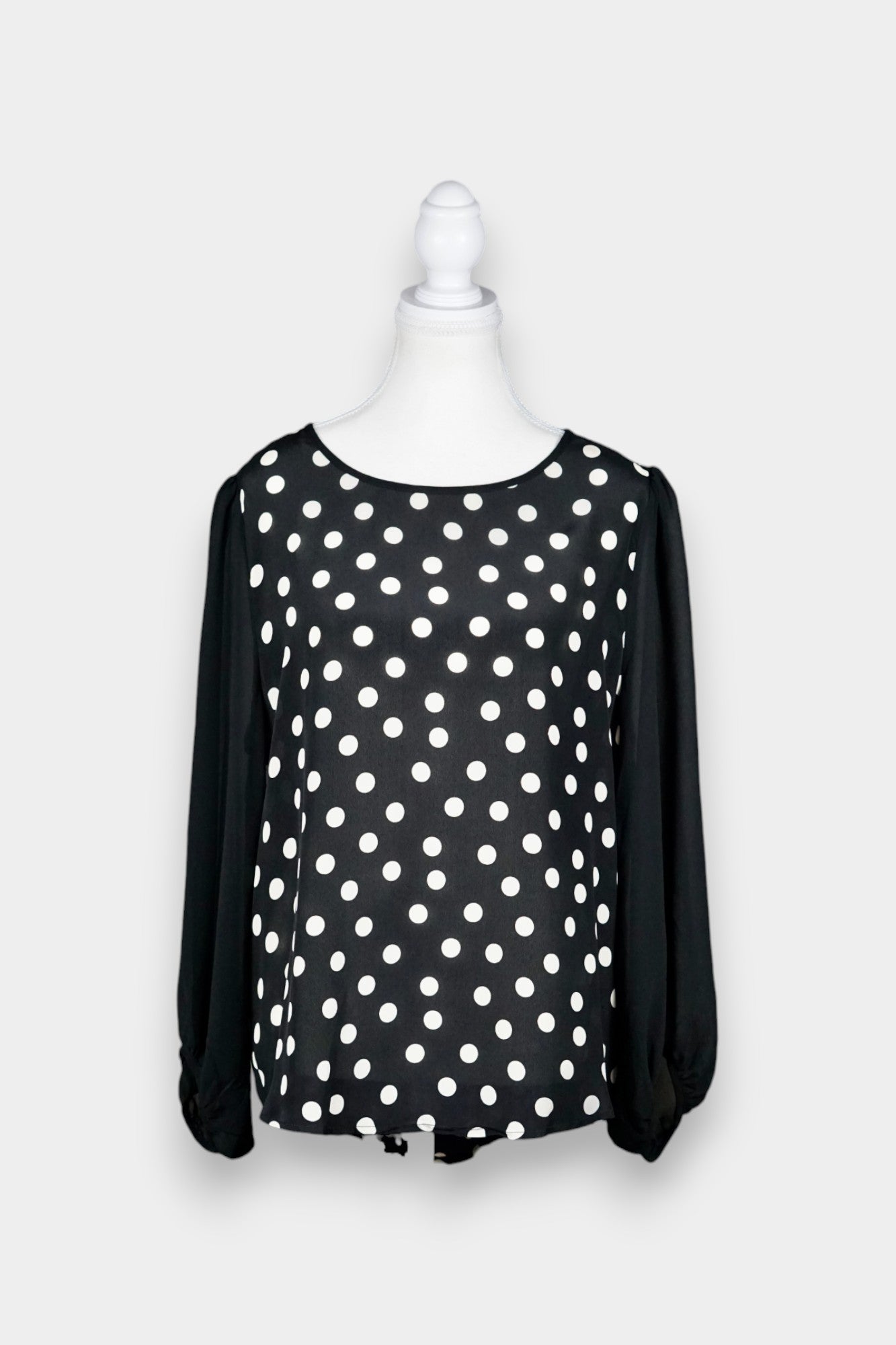 Silk Blouse with Polka Dot Print in Black & White