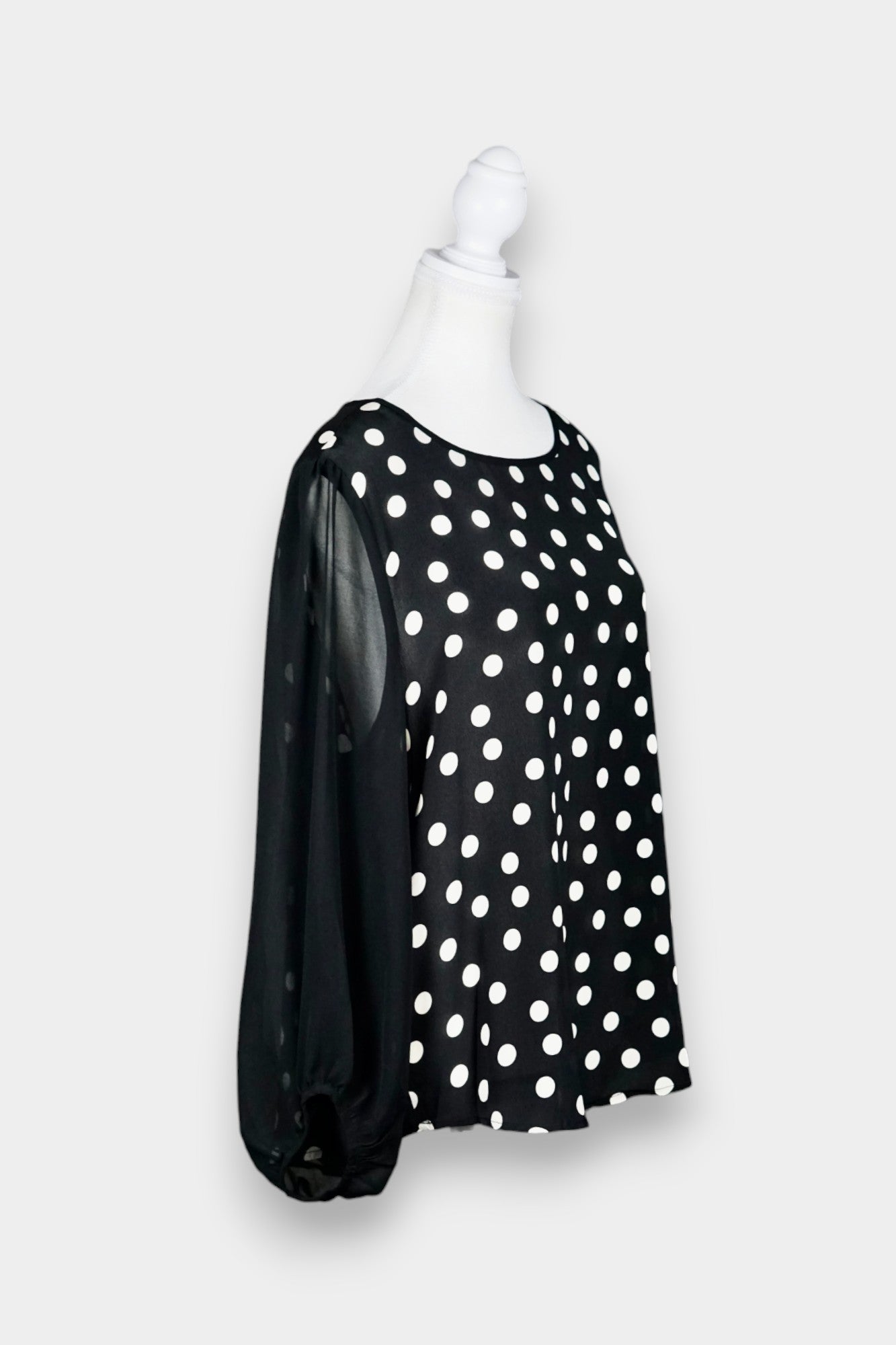 Silk Blouse with Polka Dot Print in Black & White