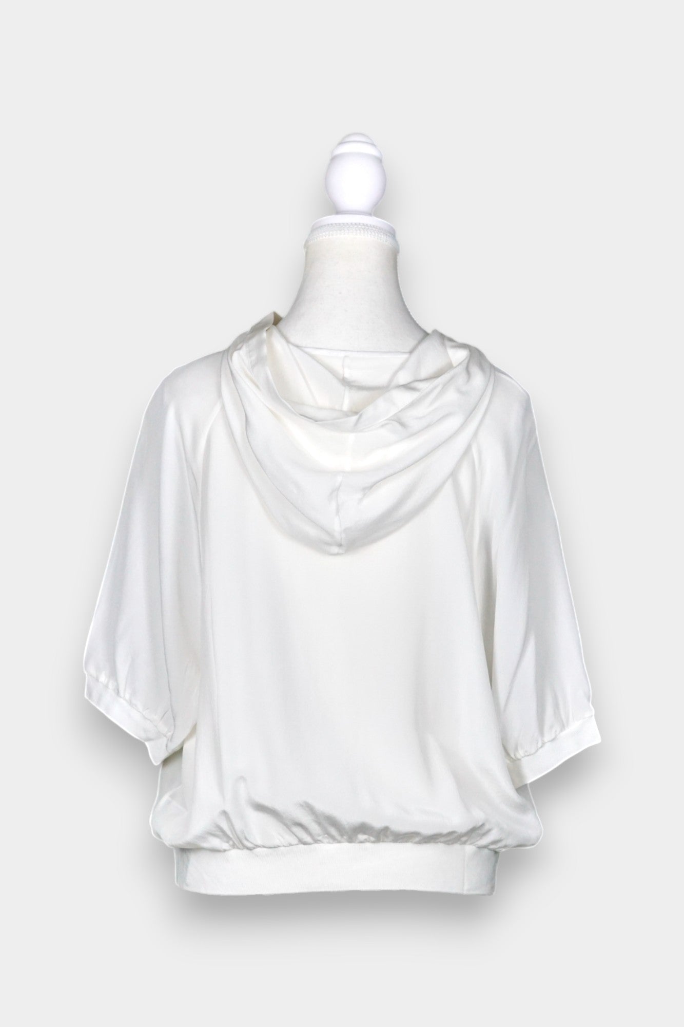 Mulberry Silk Hooded Top | White Short Sleeve Hoodie