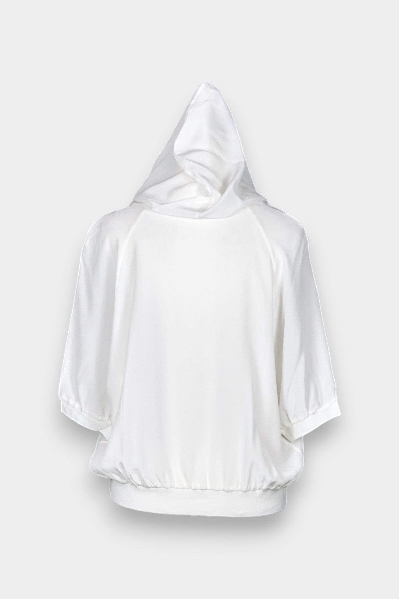 Mulberry Silk Hooded Top | White Short Sleeve Hoodie